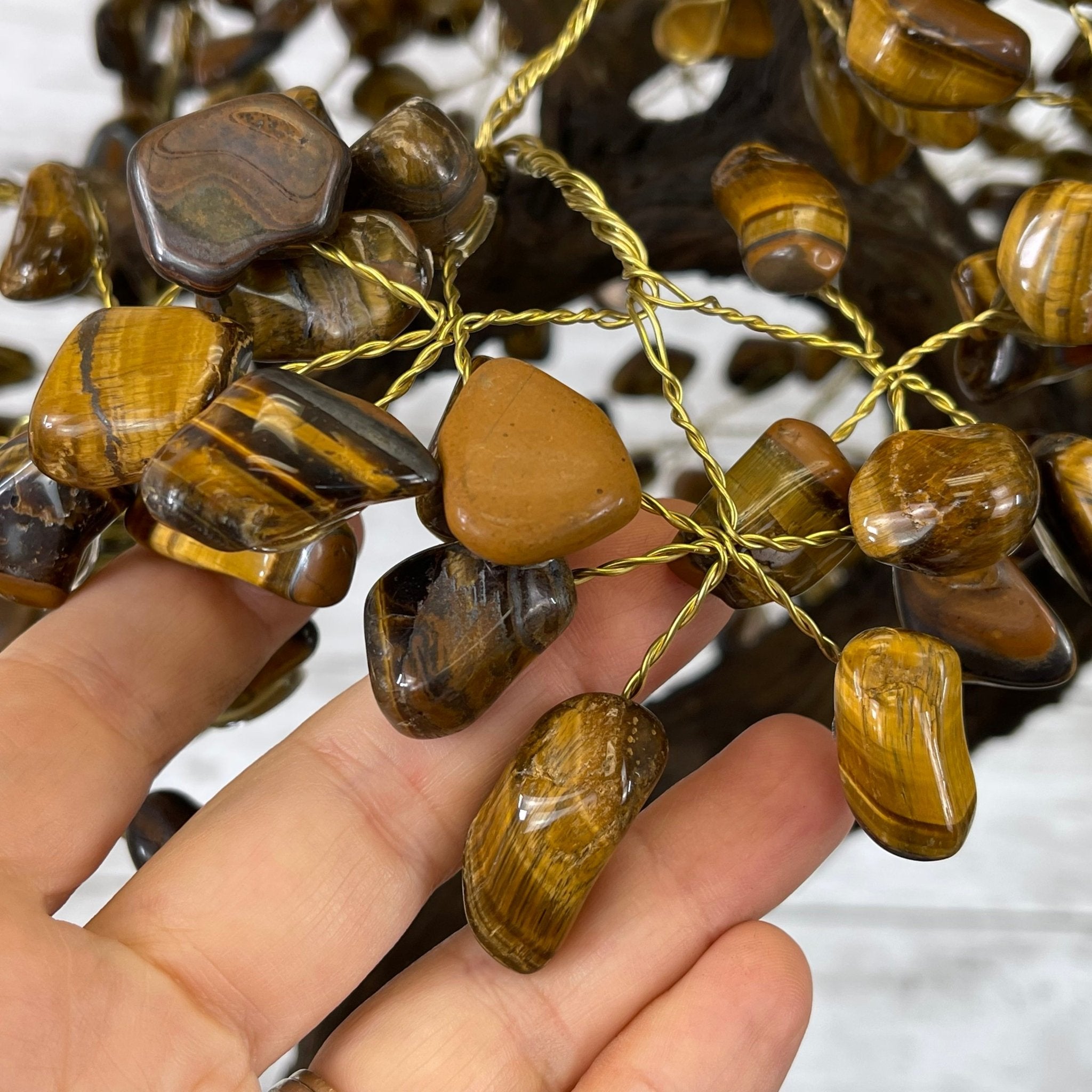 25" Tall Large Handmade Tiger's Eye Gemstone Tree on an Amethyst Base, 720 gems #5407TE-002 by Brazil Gems - Brazil GemsBrazil Gems25" Tall Large Handmade Tiger's Eye Gemstone Tree on an Amethyst Base, 720 gems #5407TE-002 by Brazil GemsGemstone Trees5407TE-002