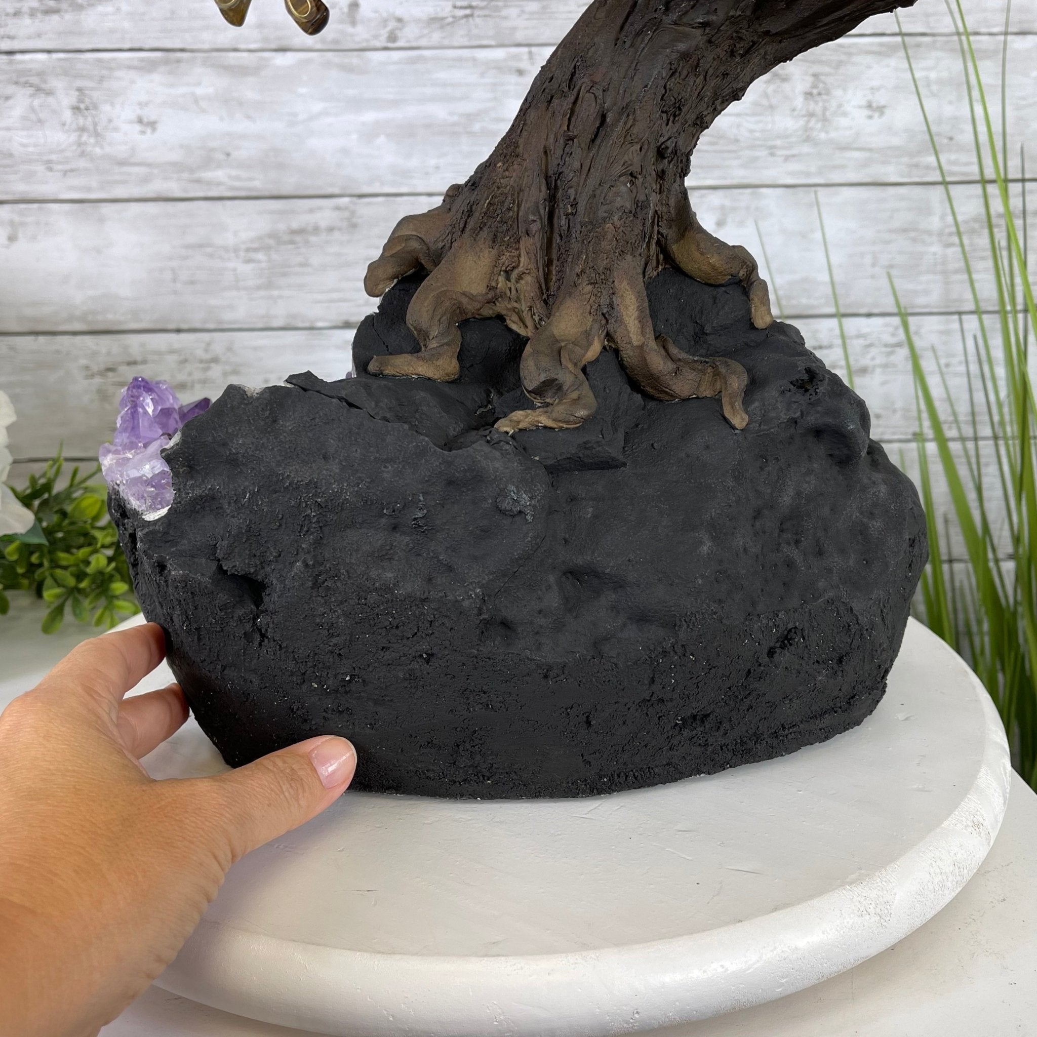 25" Tall Large Handmade Tiger's Eye Gemstone Tree on an Amethyst Base, 720 gems #5407TE-002 by Brazil Gems - Brazil GemsBrazil Gems25" Tall Large Handmade Tiger's Eye Gemstone Tree on an Amethyst Base, 720 gems #5407TE-002 by Brazil GemsGemstone Trees5407TE-002