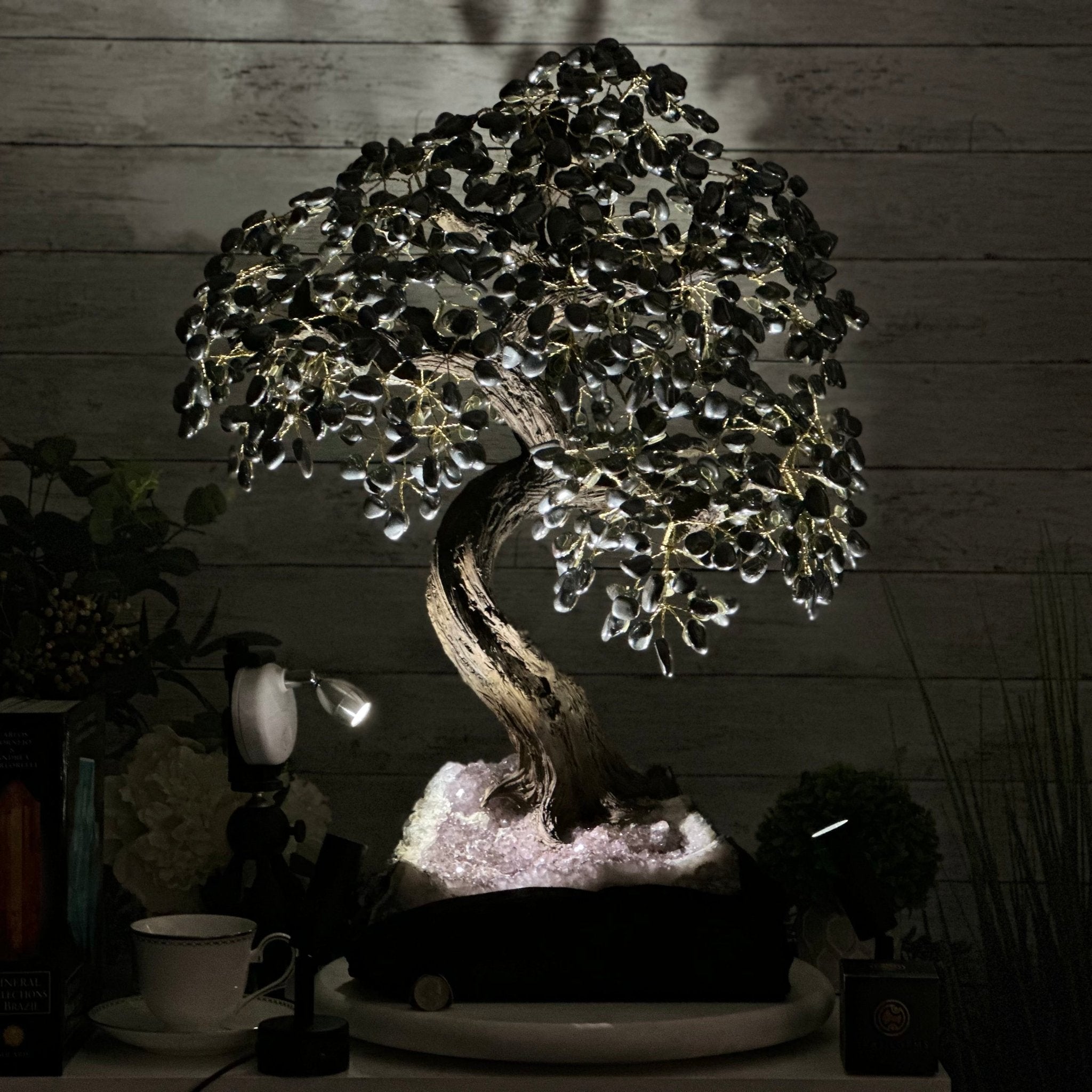 26" Tall Large Hematite Gemstone Tree on an Amethyst Base, 720 gems #5407HE-001 - Brazil GemsBrazil Gems26" Tall Large Hematite Gemstone Tree on an Amethyst Base, 720 gems #5407HE-001Gemstone Trees5407HE-001