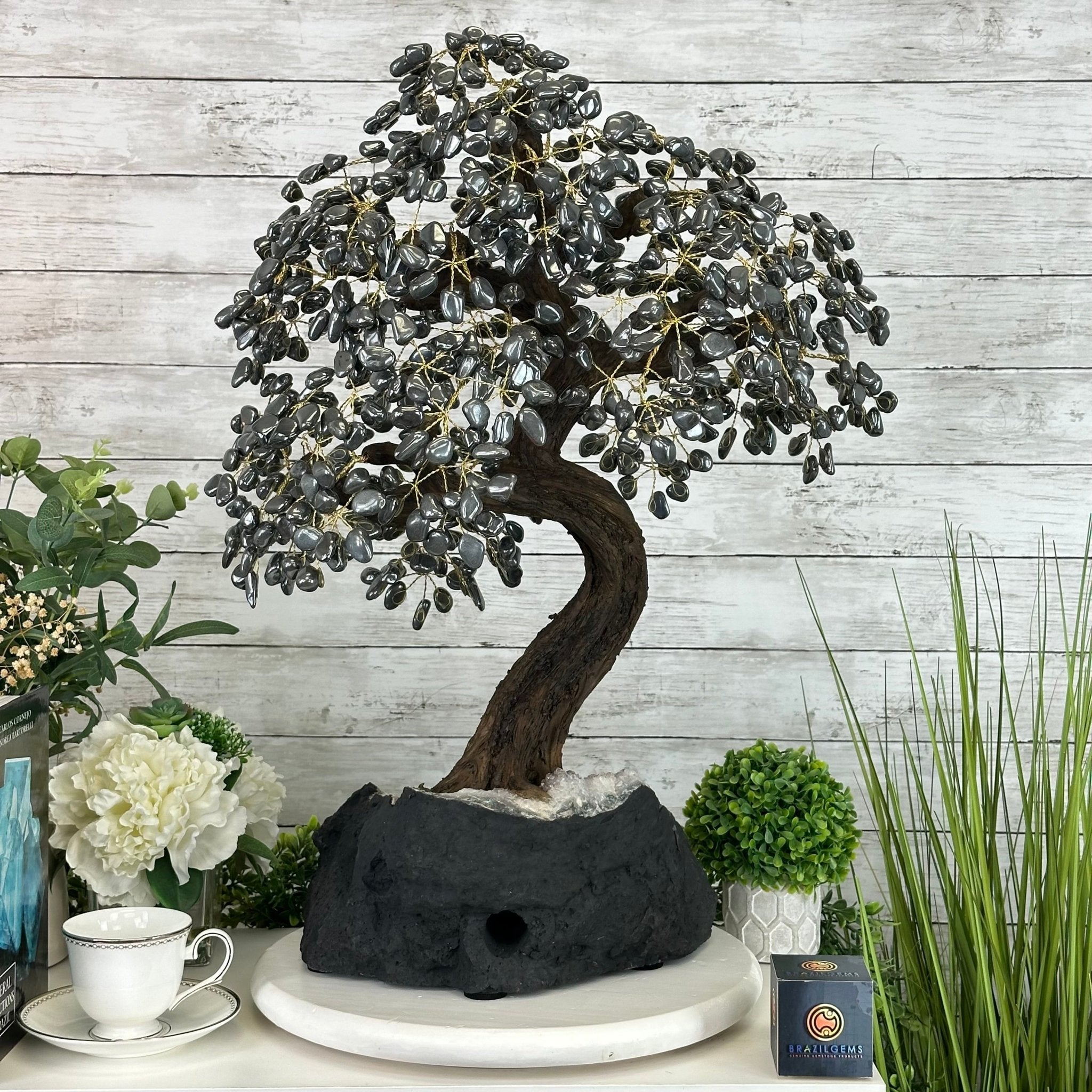 26" Tall Large Hematite Gemstone Tree on an Amethyst Base, 720 gems #5407HE-001 - Brazil GemsBrazil Gems26" Tall Large Hematite Gemstone Tree on an Amethyst Base, 720 gems #5407HE-001Gemstone Trees5407HE-001