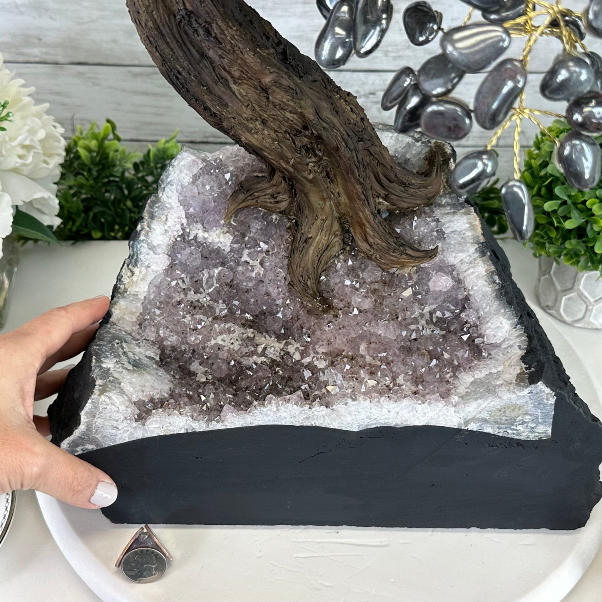 26" Tall Large Hematite Gemstone Tree on an Amethyst Base, 720 gems #5407HE-001 - Brazil GemsBrazil Gems26" Tall Large Hematite Gemstone Tree on an Amethyst Base, 720 gems #5407HE-001Gemstone Trees5407HE-001