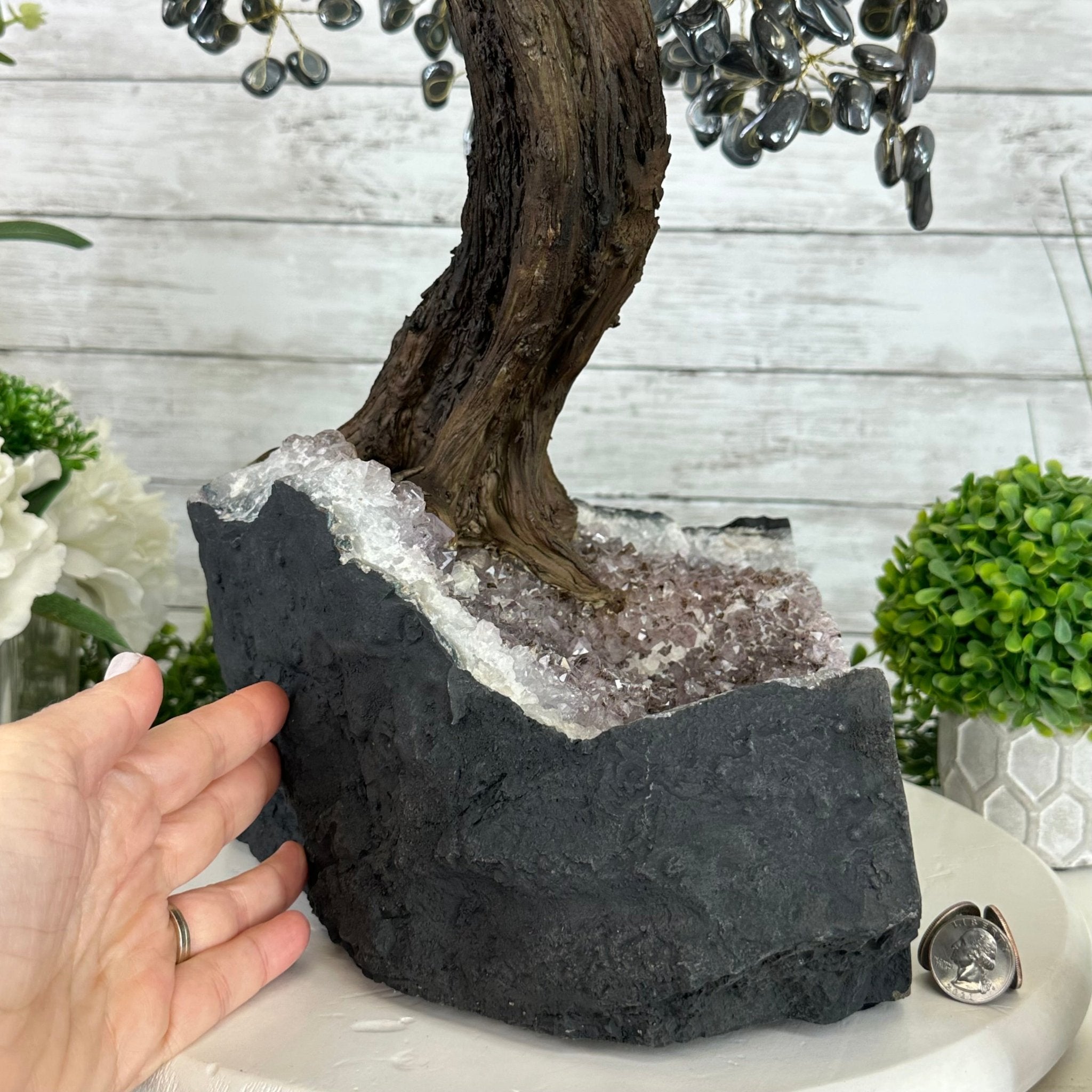 26" Tall Large Hematite Gemstone Tree on an Amethyst Base, 720 gems #5407HE-001 - Brazil GemsBrazil Gems26" Tall Large Hematite Gemstone Tree on an Amethyst Base, 720 gems #5407HE-001Gemstone Trees5407HE-001
