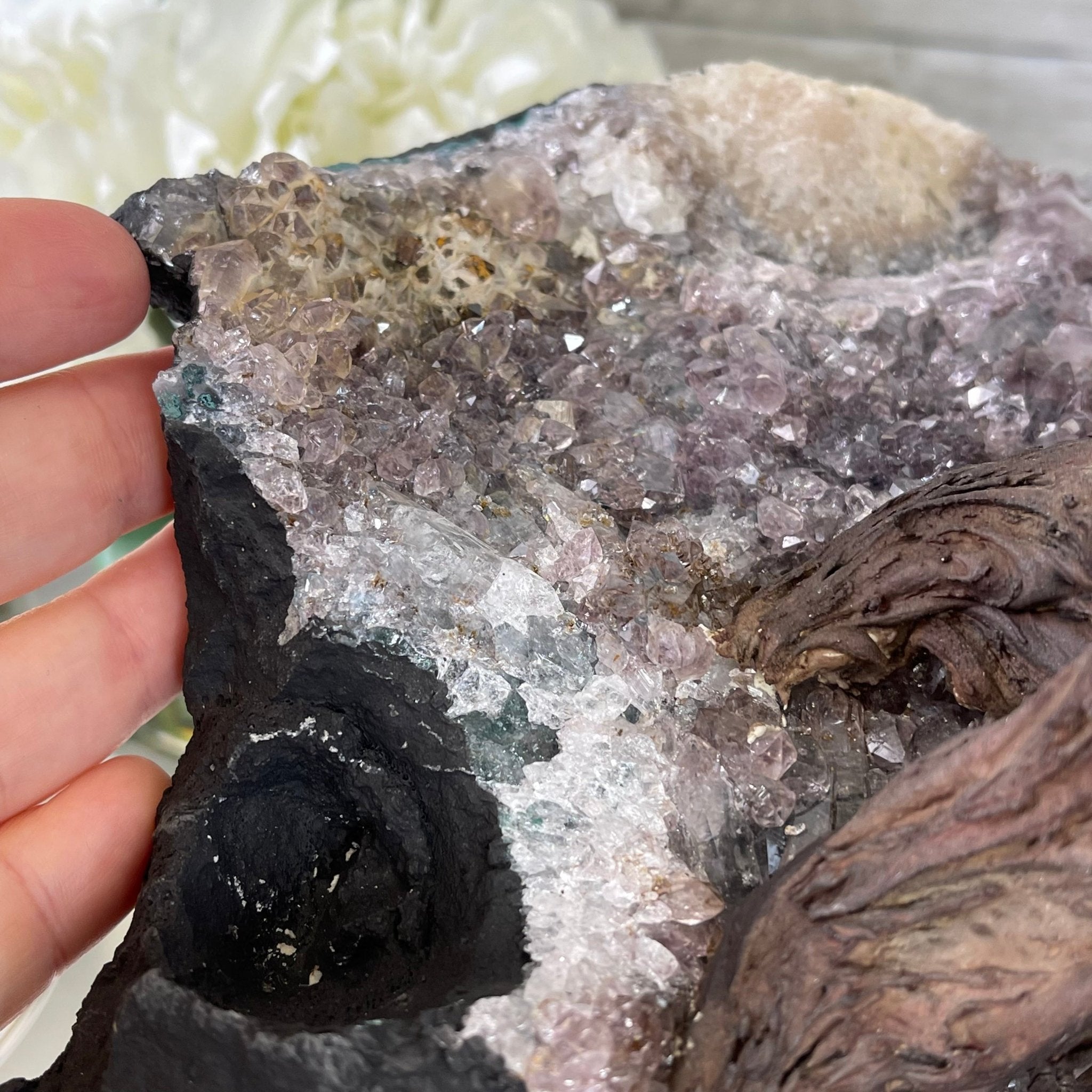 33" Tall Special Clear Quartz Gemstone Tree w/ Amethyst base, 960 Gems, Handmade #5431CQ-001 by Brazil Gems - Brazil GemsBrazil Gems33" Tall Special Clear Quartz Gemstone Tree w/ Amethyst base, 960 Gems, Handmade #5431CQ-001 by Brazil GemsGemstone Trees5431CQ-001