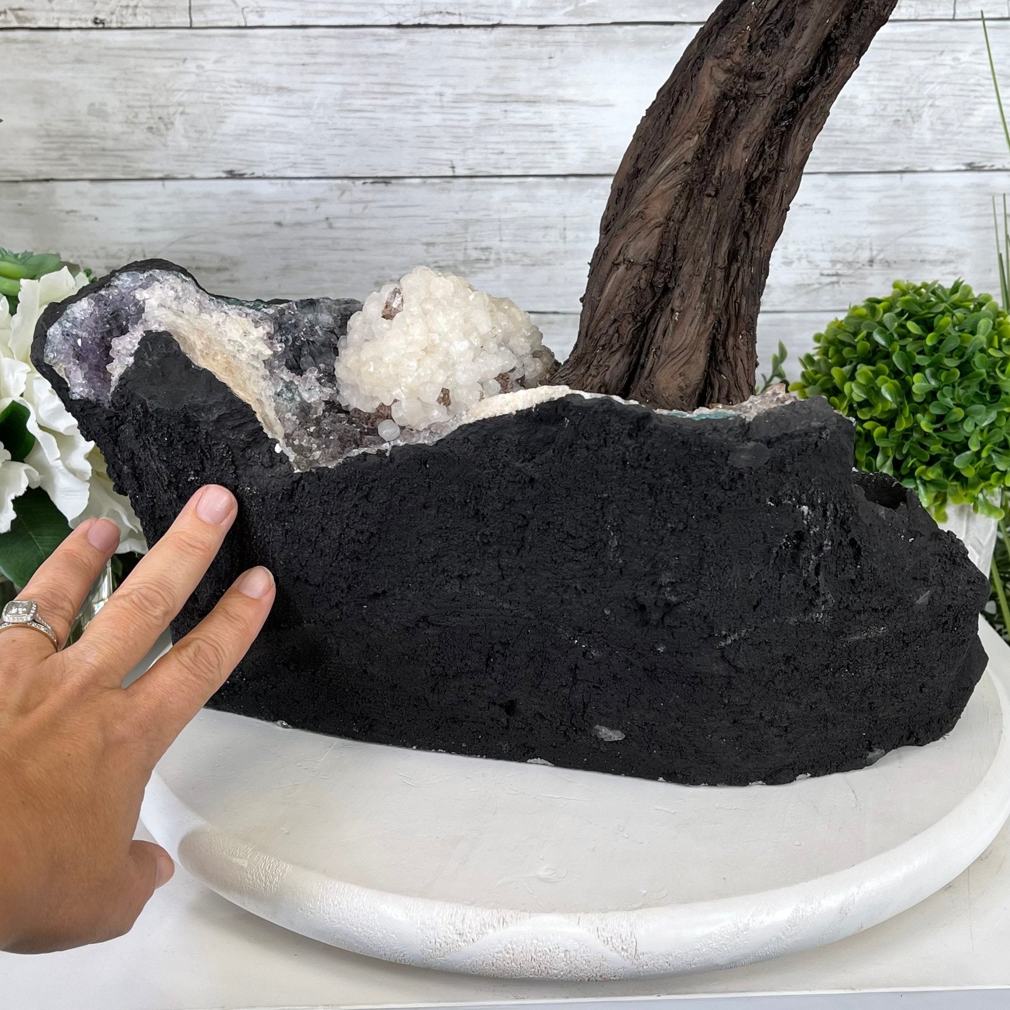 33" Tall Special Clear Quartz Gemstone Tree w/ Amethyst base, 960 Gems, Handmade #5431CQ-001 by Brazil Gems - Brazil GemsBrazil Gems33" Tall Special Clear Quartz Gemstone Tree w/ Amethyst base, 960 Gems, Handmade #5431CQ-001 by Brazil GemsGemstone Trees5431CQ-001