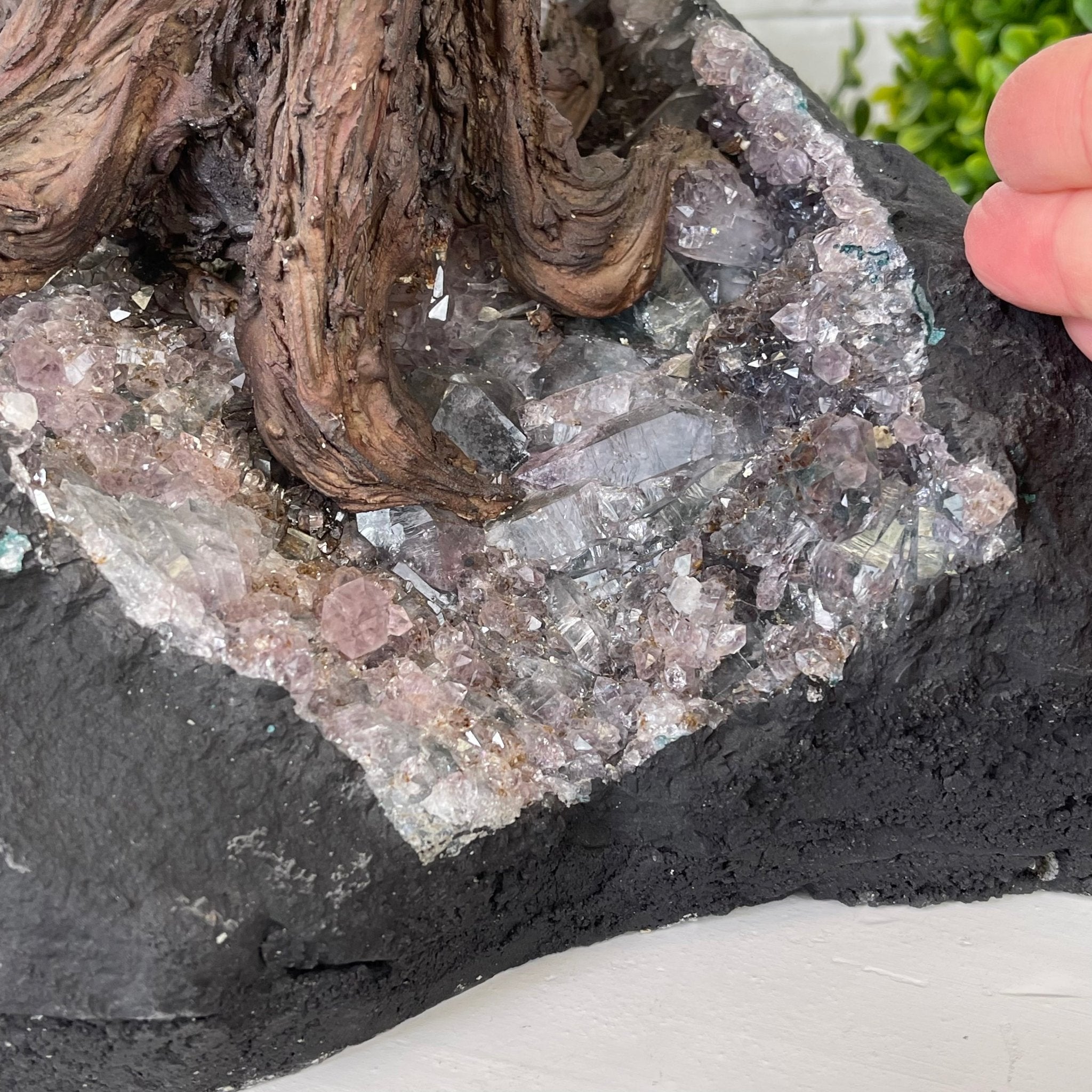 33" Tall Special Clear Quartz Gemstone Tree w/ Amethyst base, 960 Gems, Handmade #5431CQ-001 by Brazil Gems - Brazil GemsBrazil Gems33" Tall Special Clear Quartz Gemstone Tree w/ Amethyst base, 960 Gems, Handmade #5431CQ-001 by Brazil GemsGemstone Trees5431CQ-001