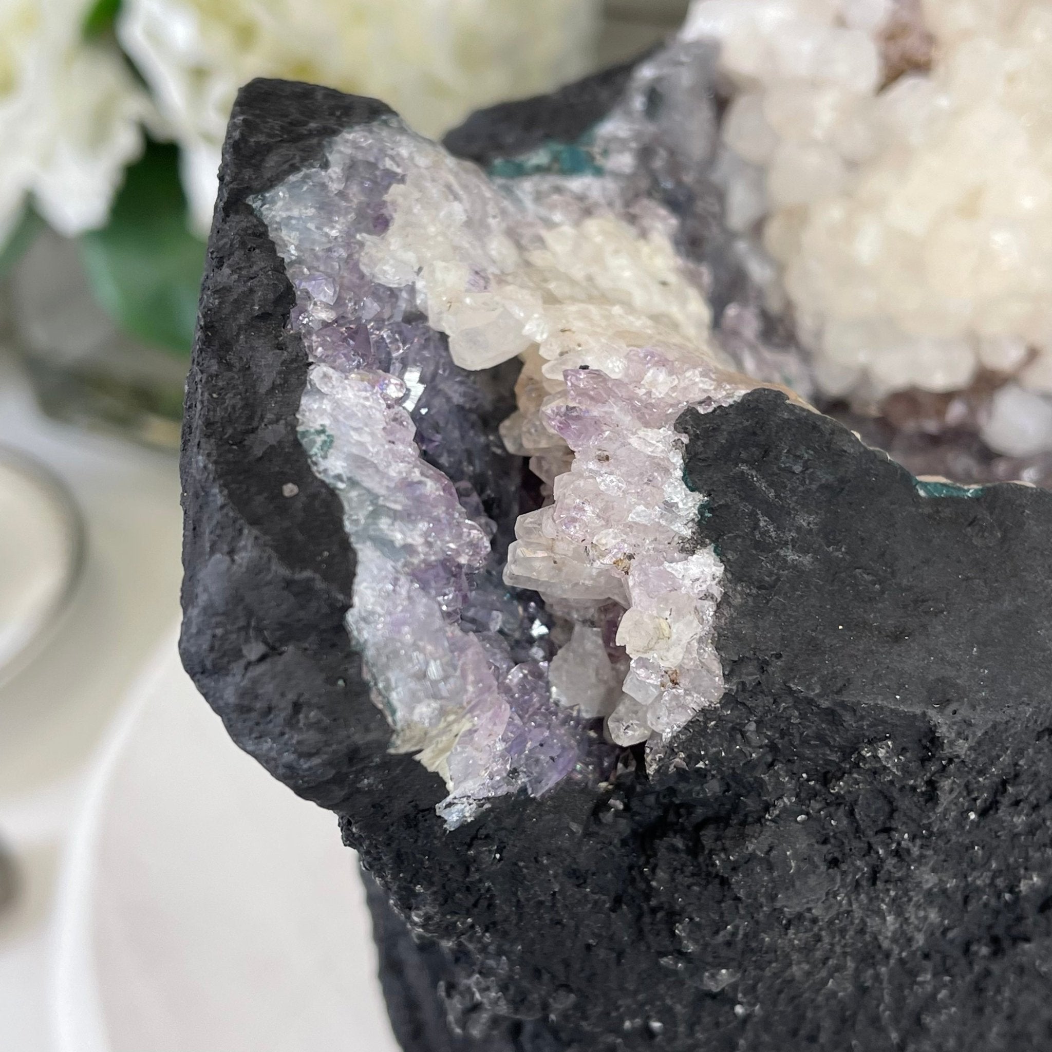 33" Tall Special Clear Quartz Gemstone Tree w/ Amethyst base, 960 Gems, Handmade #5431CQ-001 by Brazil Gems - Brazil GemsBrazil Gems33" Tall Special Clear Quartz Gemstone Tree w/ Amethyst base, 960 Gems, Handmade #5431CQ-001 by Brazil GemsGemstone Trees5431CQ-001