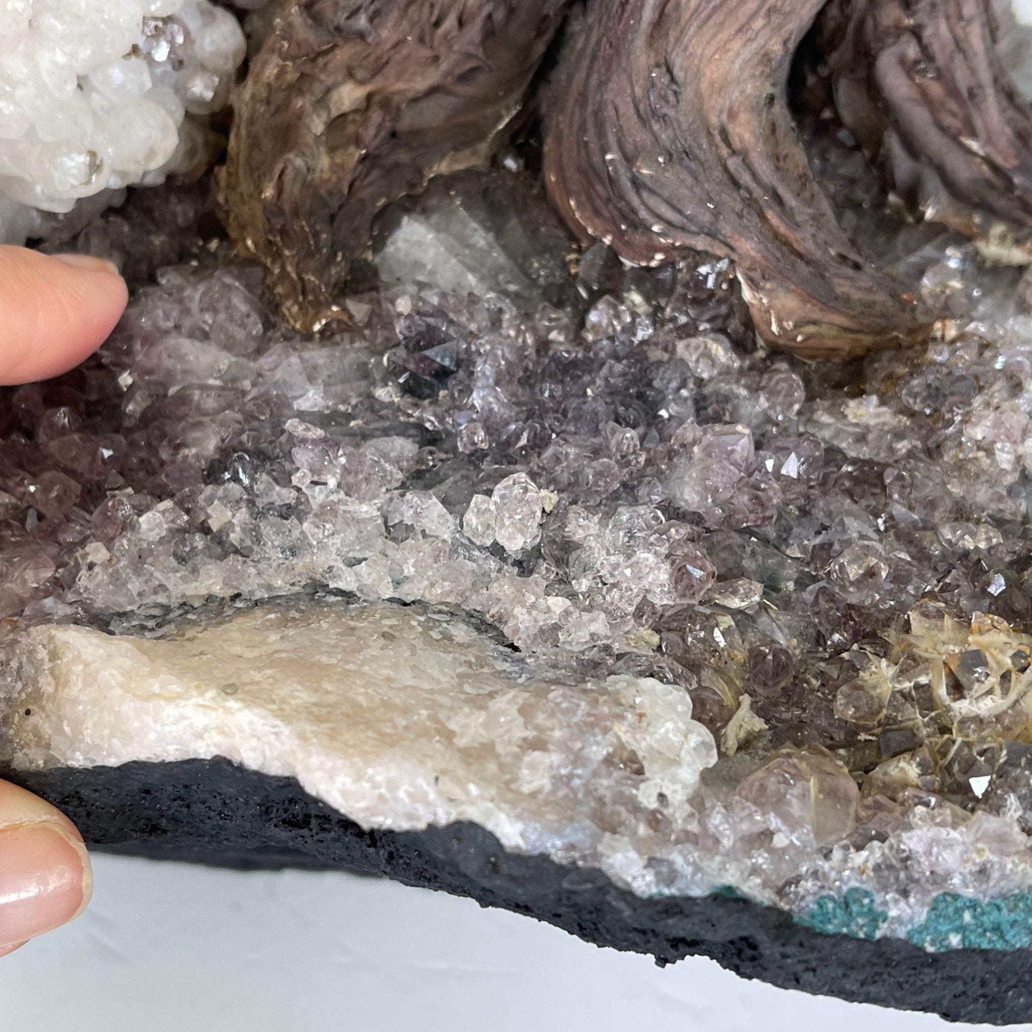 33" Tall Special Clear Quartz Gemstone Tree w/ Amethyst base, 960 Gems, Handmade #5431CQ-001 by Brazil Gems - Brazil GemsBrazil Gems33" Tall Special Clear Quartz Gemstone Tree w/ Amethyst base, 960 Gems, Handmade #5431CQ-001 by Brazil GemsGemstone Trees5431CQ-001