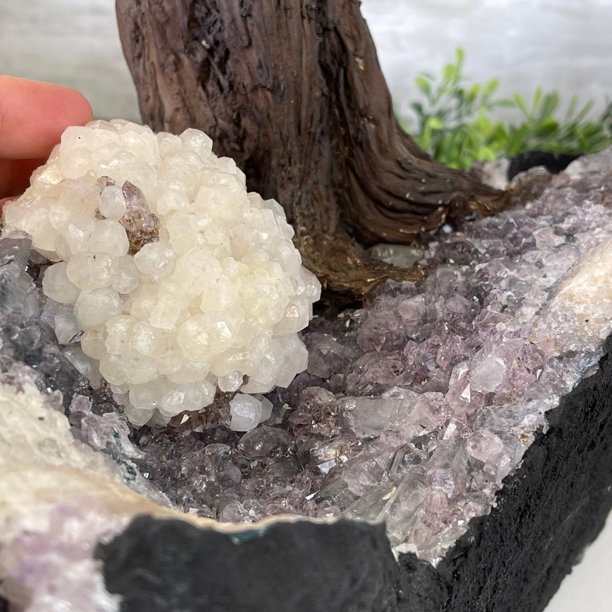 33" Tall Special Clear Quartz Gemstone Tree w/ Amethyst base, 960 Gems, Handmade #5431CQ-001 by Brazil Gems - Brazil GemsBrazil Gems33" Tall Special Clear Quartz Gemstone Tree w/ Amethyst base, 960 Gems, Handmade #5431CQ-001 by Brazil GemsGemstone Trees5431CQ-001