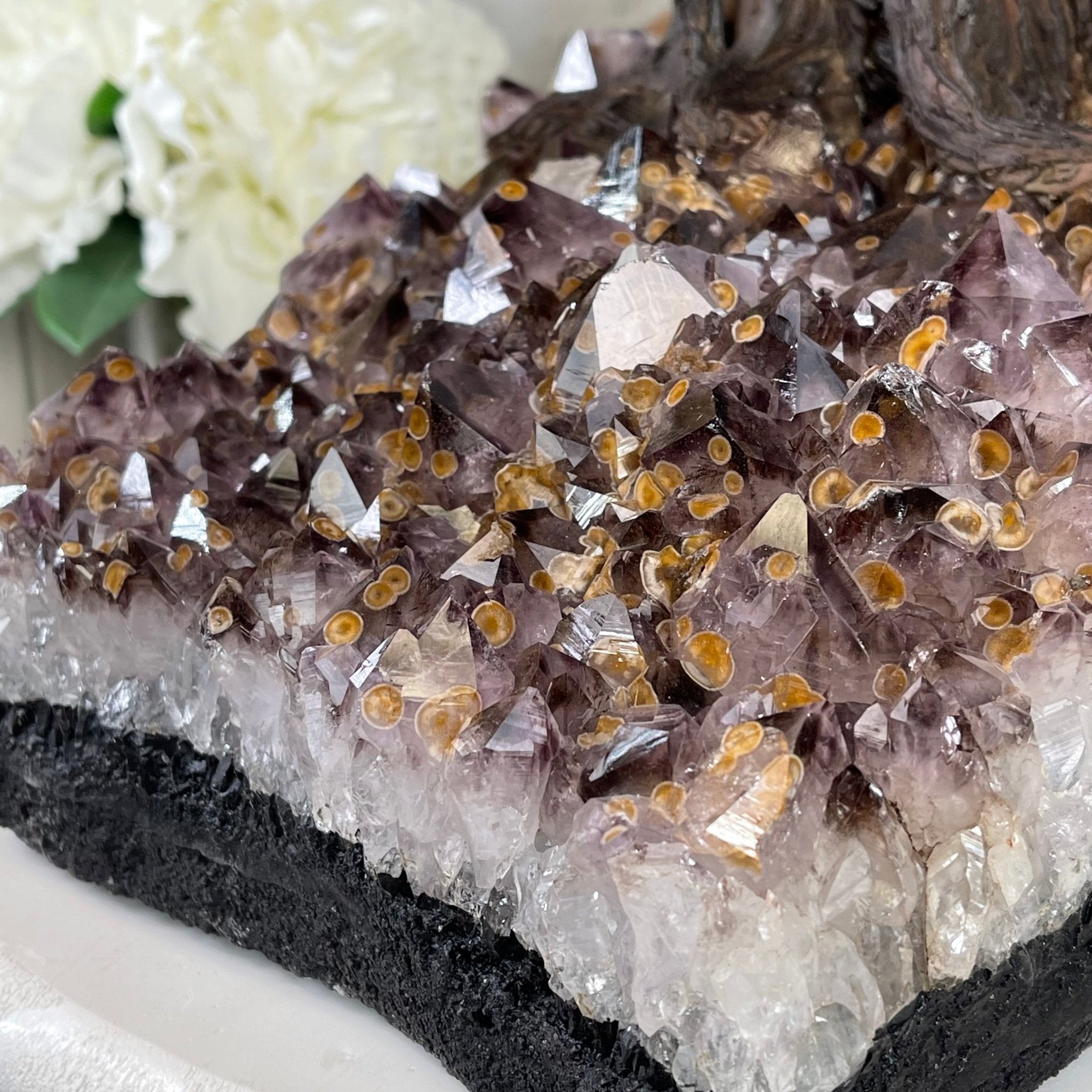 33" Tall Special Pink Agate Gemstone Tree w/ Amethyst base, 930 Gems, Handmade #5430PA-001 by Brazil Gems - Brazil GemsBrazil Gems33" Tall Special Pink Agate Gemstone Tree w/ Amethyst base, 930 Gems, Handmade #5430PA-001 by Brazil GemsGemstone Trees5430PA-001