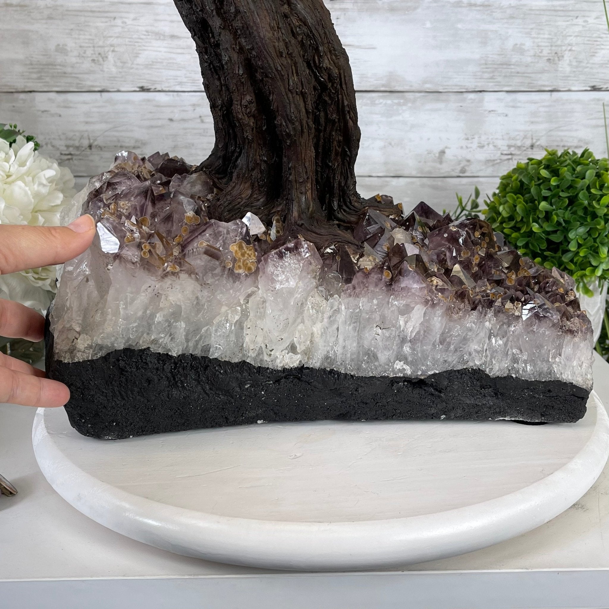 33" Tall Special Pink Agate Gemstone Tree w/ Amethyst base, 930 Gems, Handmade #5430PA-001 by Brazil Gems - Brazil GemsBrazil Gems33" Tall Special Pink Agate Gemstone Tree w/ Amethyst base, 930 Gems, Handmade #5430PA-001 by Brazil GemsGemstone Trees5430PA-001