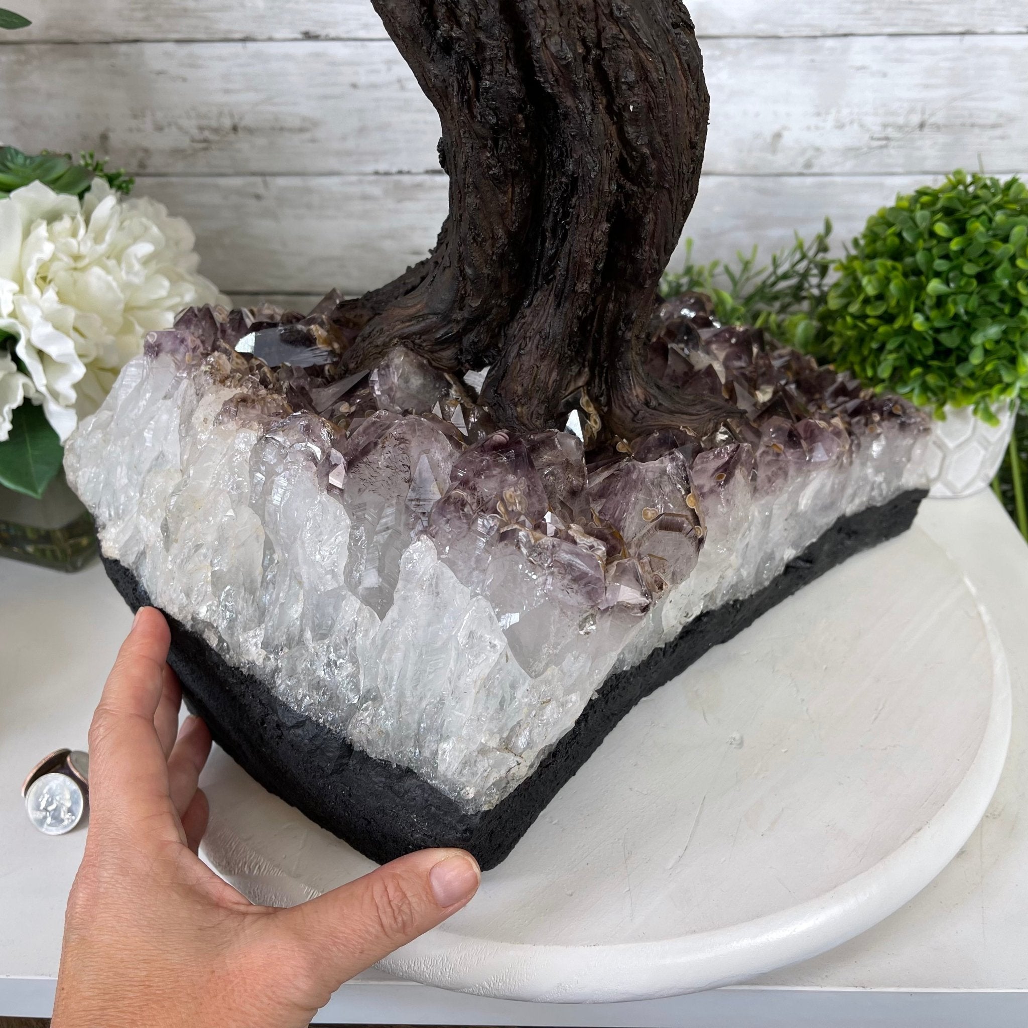 33" Tall Special Pink Agate Gemstone Tree w/ Amethyst base, 930 Gems, Handmade #5430PA-001 by Brazil Gems - Brazil GemsBrazil Gems33" Tall Special Pink Agate Gemstone Tree w/ Amethyst base, 930 Gems, Handmade #5430PA-001 by Brazil GemsGemstone Trees5430PA-001