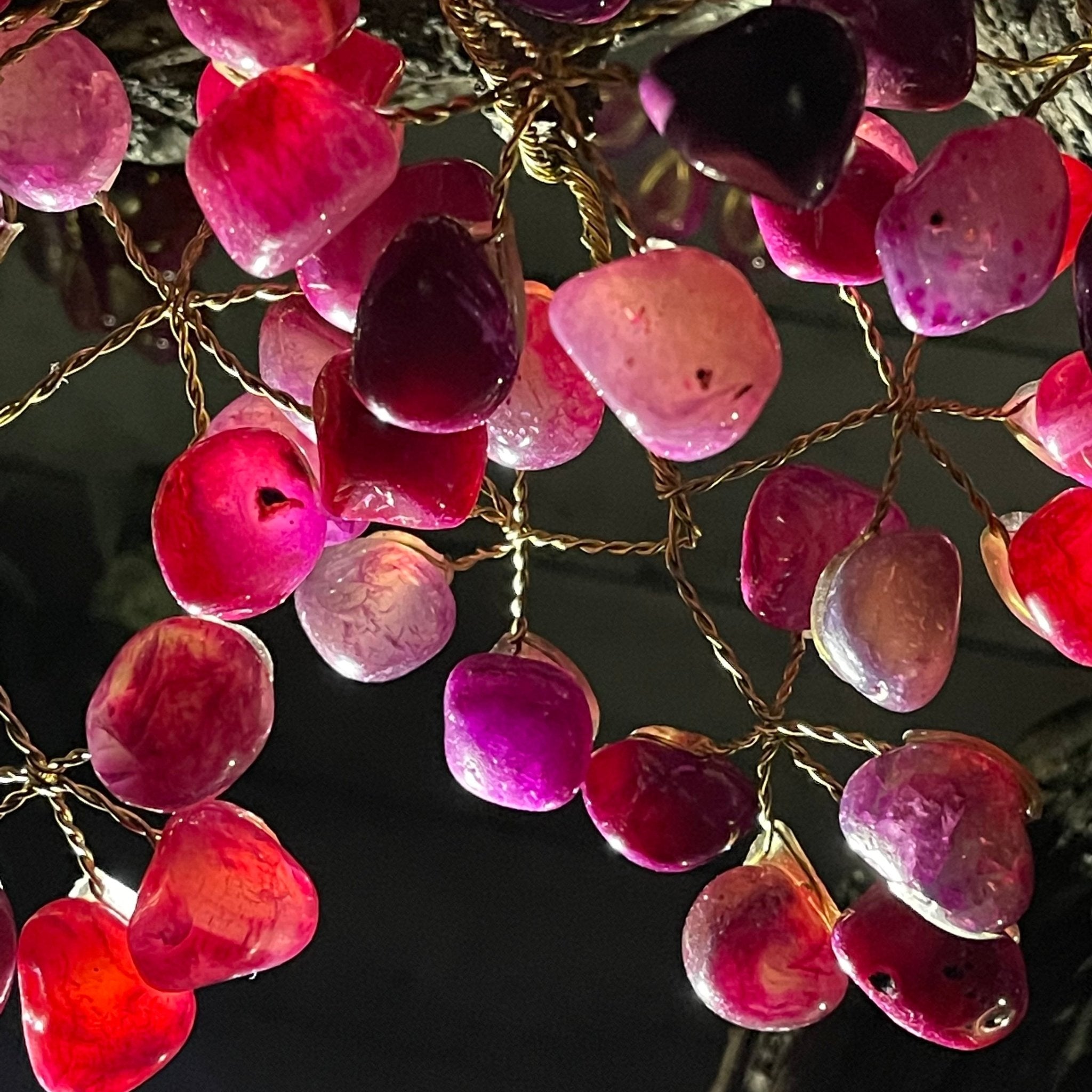 33" Tall Special Pink Agate Gemstone Tree w/ Amethyst base, 930 Gems, Handmade #5430PA-001 by Brazil Gems - Brazil GemsBrazil Gems33" Tall Special Pink Agate Gemstone Tree w/ Amethyst base, 930 Gems, Handmade #5430PA-001 by Brazil GemsGemstone Trees5430PA-001