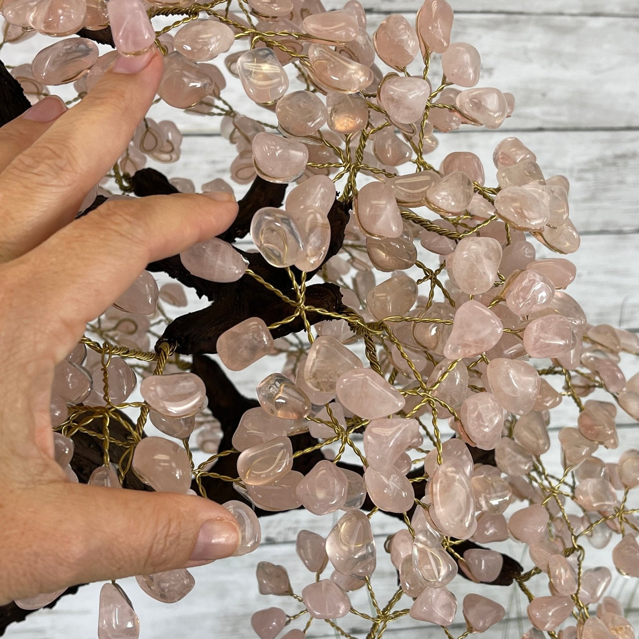 33" Tall Special Rose Quartz Gemstone Tree w/ Amethyst base, 990 Gems, Handmade #5432RQ-001 by Brazil Gems - Brazil GemsBrazil Gems33" Tall Special Rose Quartz Gemstone Tree w/ Amethyst base, 990 Gems, Handmade #5432RQ-001 by Brazil GemsGemstone Trees5432RQ-001
