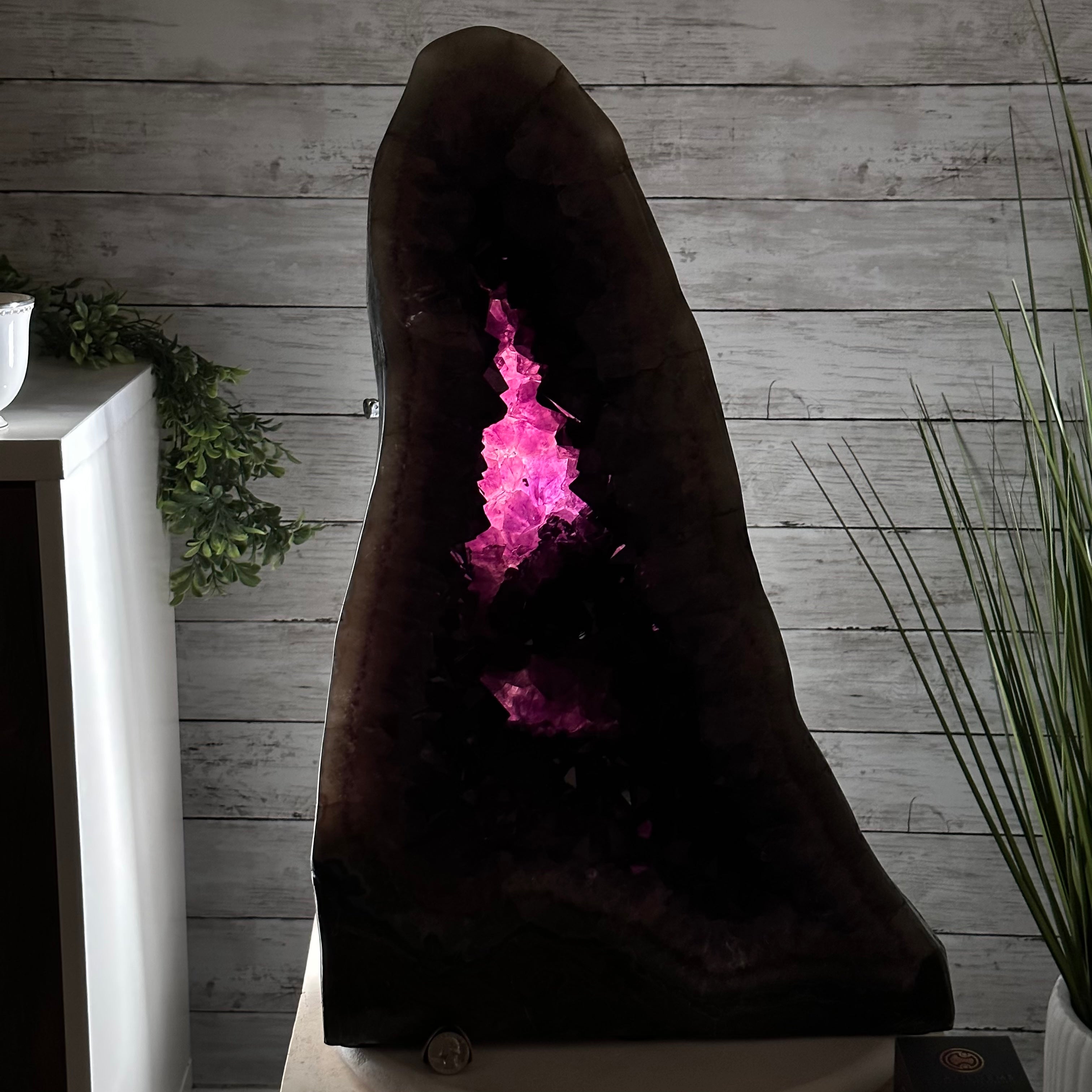 Extra Plus Quality Polished Brazilian Amethyst Cathedral, 103.7 lbs & 23" tall Model #5602-0061 by Brazil Gems - Brazil GemsBrazil GemsExtra Plus Quality Polished Brazilian Amethyst Cathedral, 103.7 lbs & 23" tall Model #5602-0061 by Brazil GemsPolished Cathedrals5602-0061