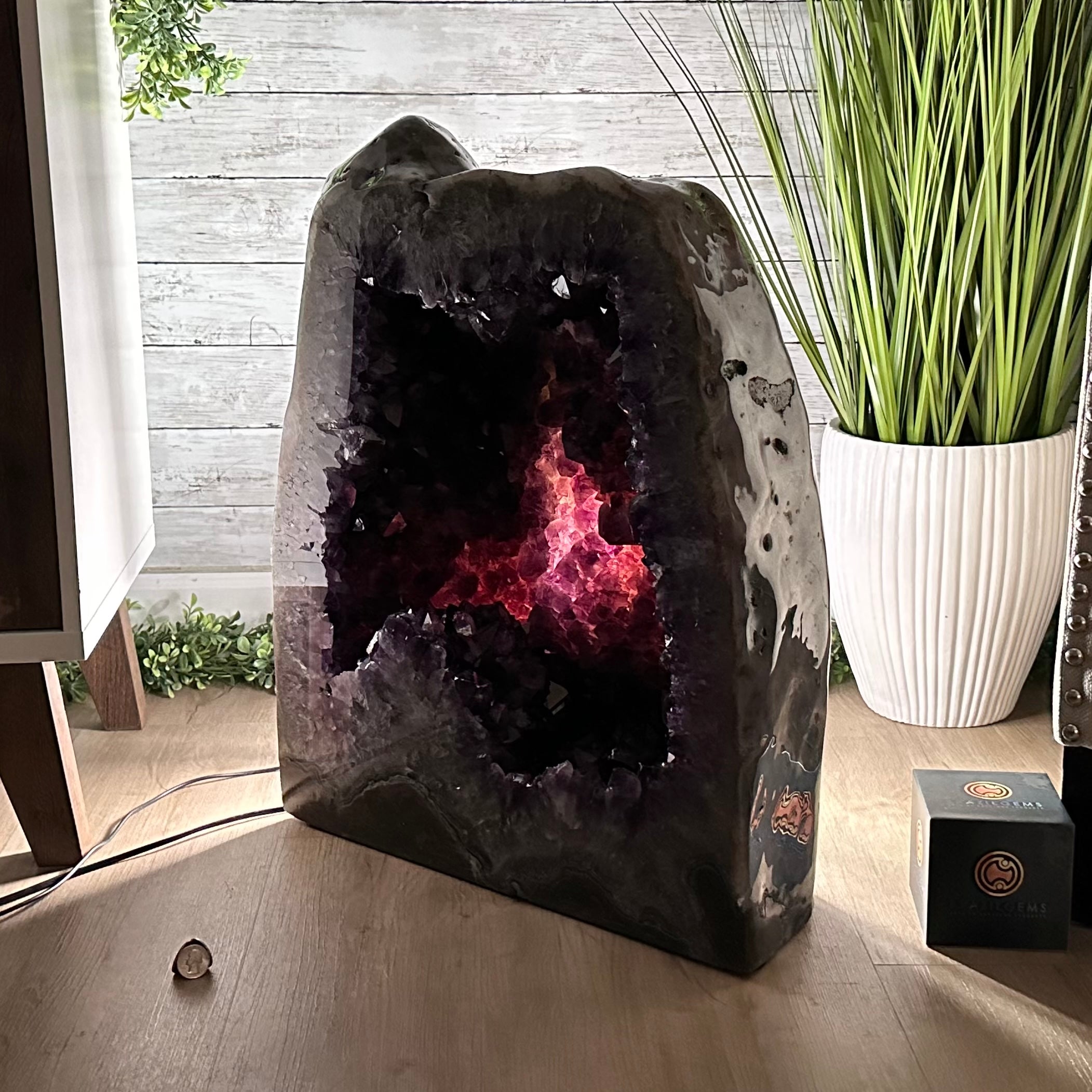 Large Super Quality Polished Brazilian Amethyst Cathedral, 185.7 lbs & 24.5" tall Model #5602-0073 by Brazil Gems - Brazil GemsBrazil GemsLarge Super Quality Polished Brazilian Amethyst Cathedral, 185.7 lbs & 24.5" tall Model #5602-0073 by Brazil GemsPolished Cathedrals5602-0073