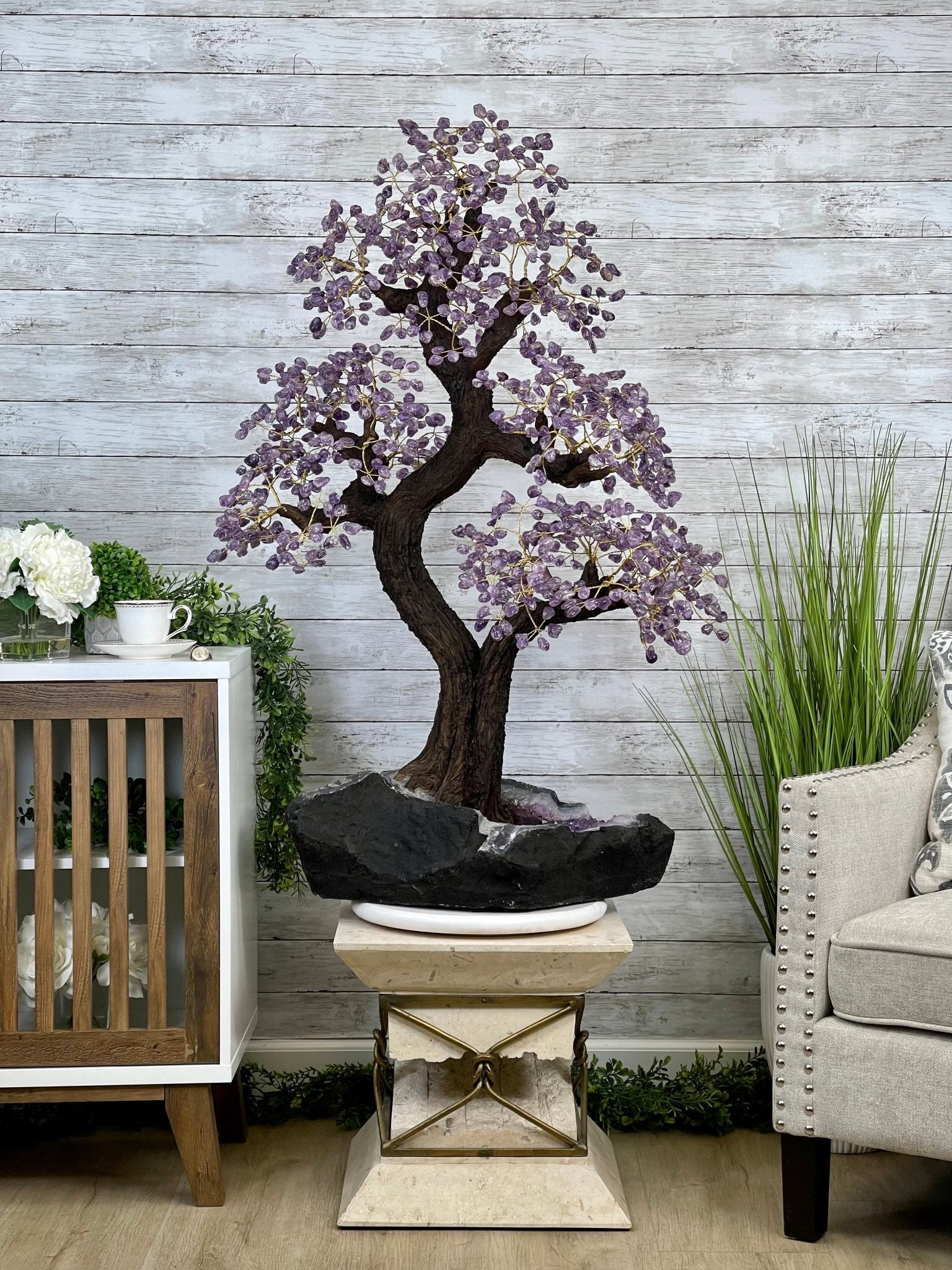 43" Tall Special Amethyst Gemstone Tree w/ Amethyst base, 1140 Gems, Handmade Model #5440AM-001 by Brazil Gems - Brazil GemsBrazil Gems43" Tall Special Amethyst Gemstone Tree w/ Amethyst base, 1140 Gems, Handmade Model #5440AM-001 by Brazil GemsGemstone Trees5440AM-001