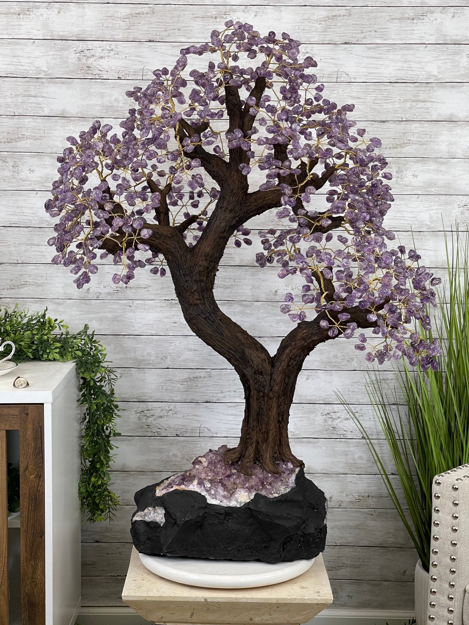 43" Tall Special Amethyst Gemstone Tree w/ Amethyst base, 1140 Gems, Handmade Model #5440AM-002 by Brazil Gems - Brazil GemsBrazil Gems43" Tall Special Amethyst Gemstone Tree w/ Amethyst base, 1140 Gems, Handmade Model #5440AM-002 by Brazil GemsGemstone Trees5440AM-002