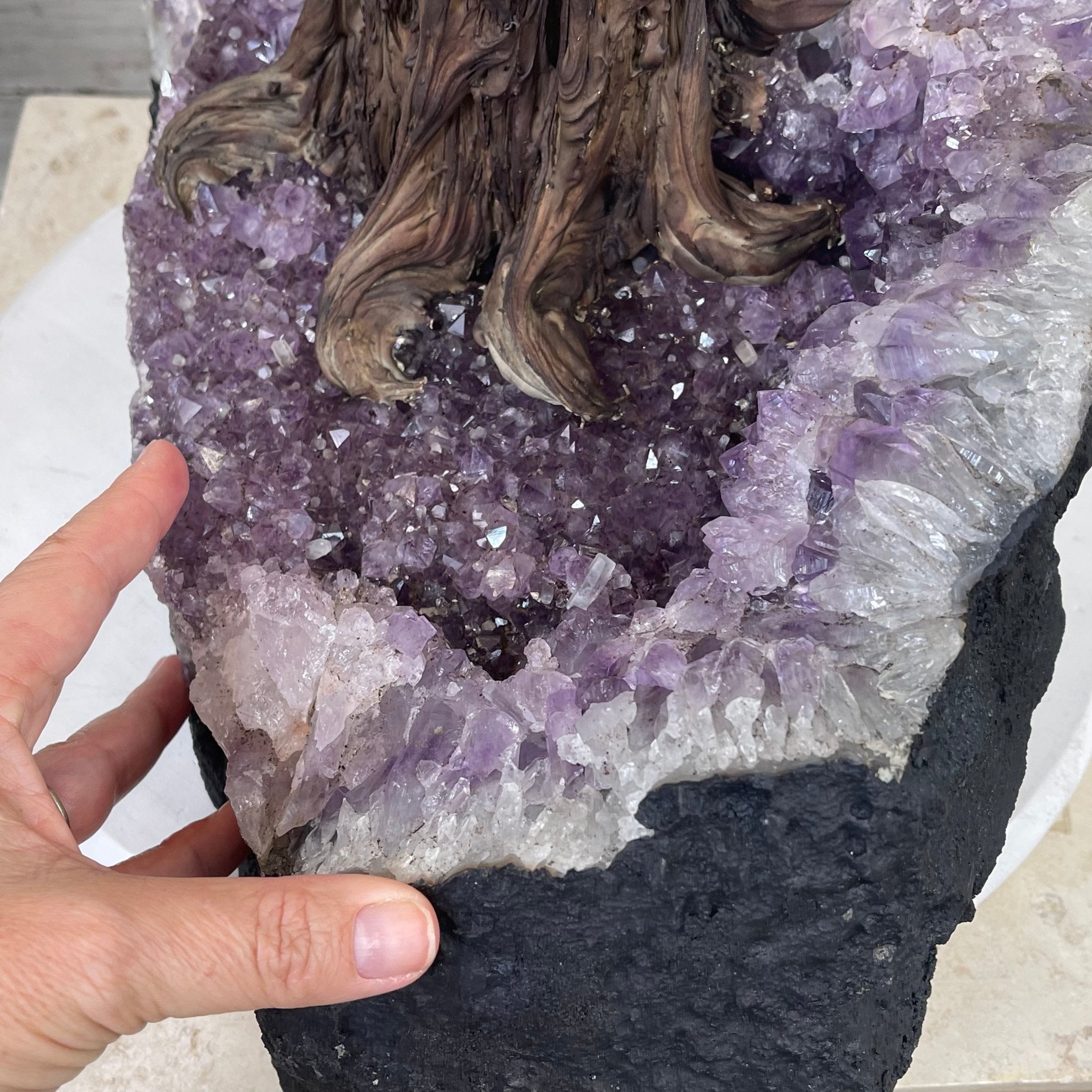 43" Tall Special Amethyst & Rose Quartz Gemstone Tree w/ Amethyst base, 1140 Gems, Handmade Model #5440AMRQ-001 by Brazil Gems - Brazil GemsBrazil Gems43" Tall Special Amethyst & Rose Quartz Gemstone Tree w/ Amethyst base, 1140 Gems, Handmade Model #5440AMRQ-001 by Brazil GemsGemstone Trees5440AMRQ-001