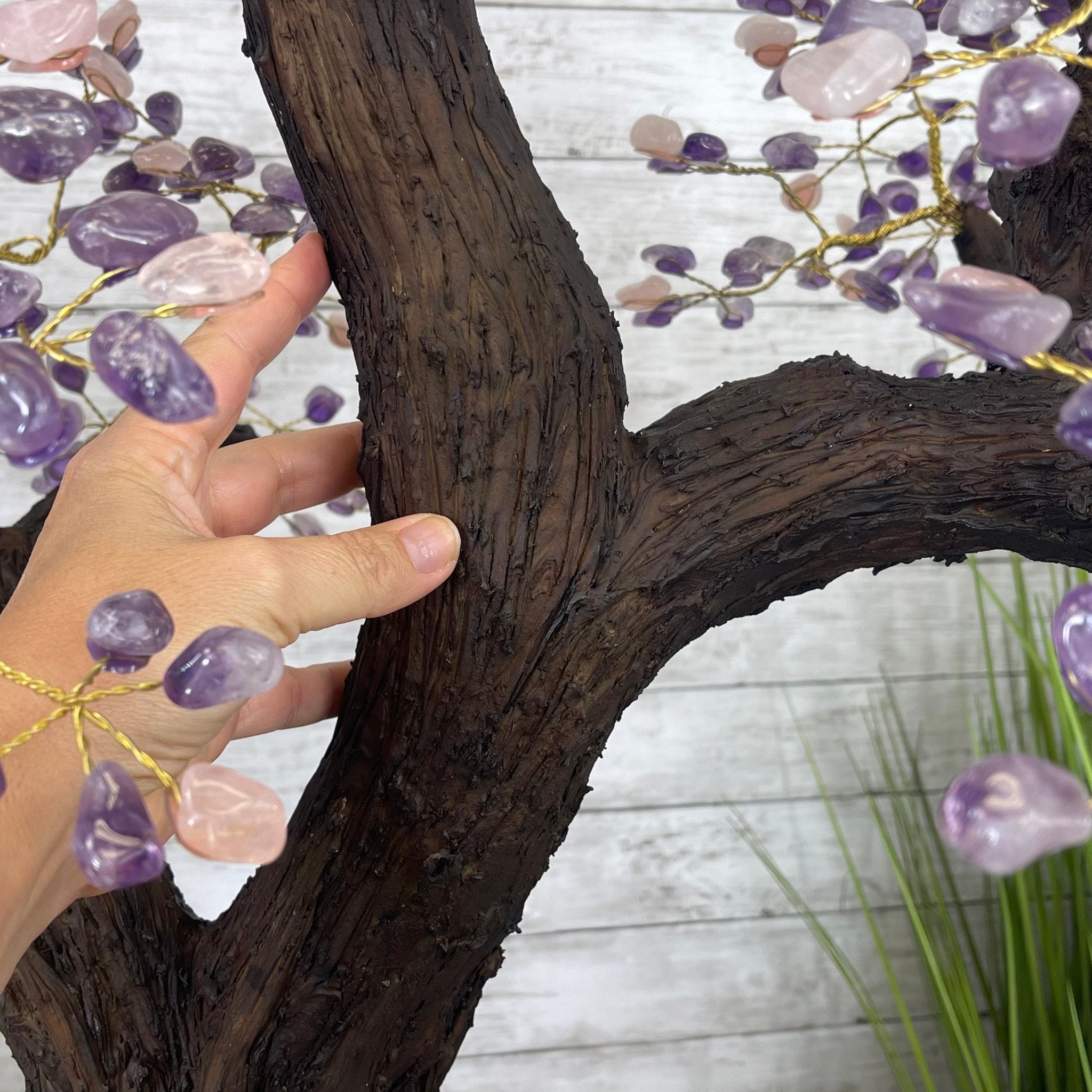 43" Tall Special Amethyst & Rose Quartz Gemstone Tree w/ Amethyst base, 1140 Gems, Handmade Model #5440AMRQ-001 by Brazil Gems - Brazil GemsBrazil Gems43" Tall Special Amethyst & Rose Quartz Gemstone Tree w/ Amethyst base, 1140 Gems, Handmade Model #5440AMRQ-001 by Brazil GemsGemstone Trees5440AMRQ-001
