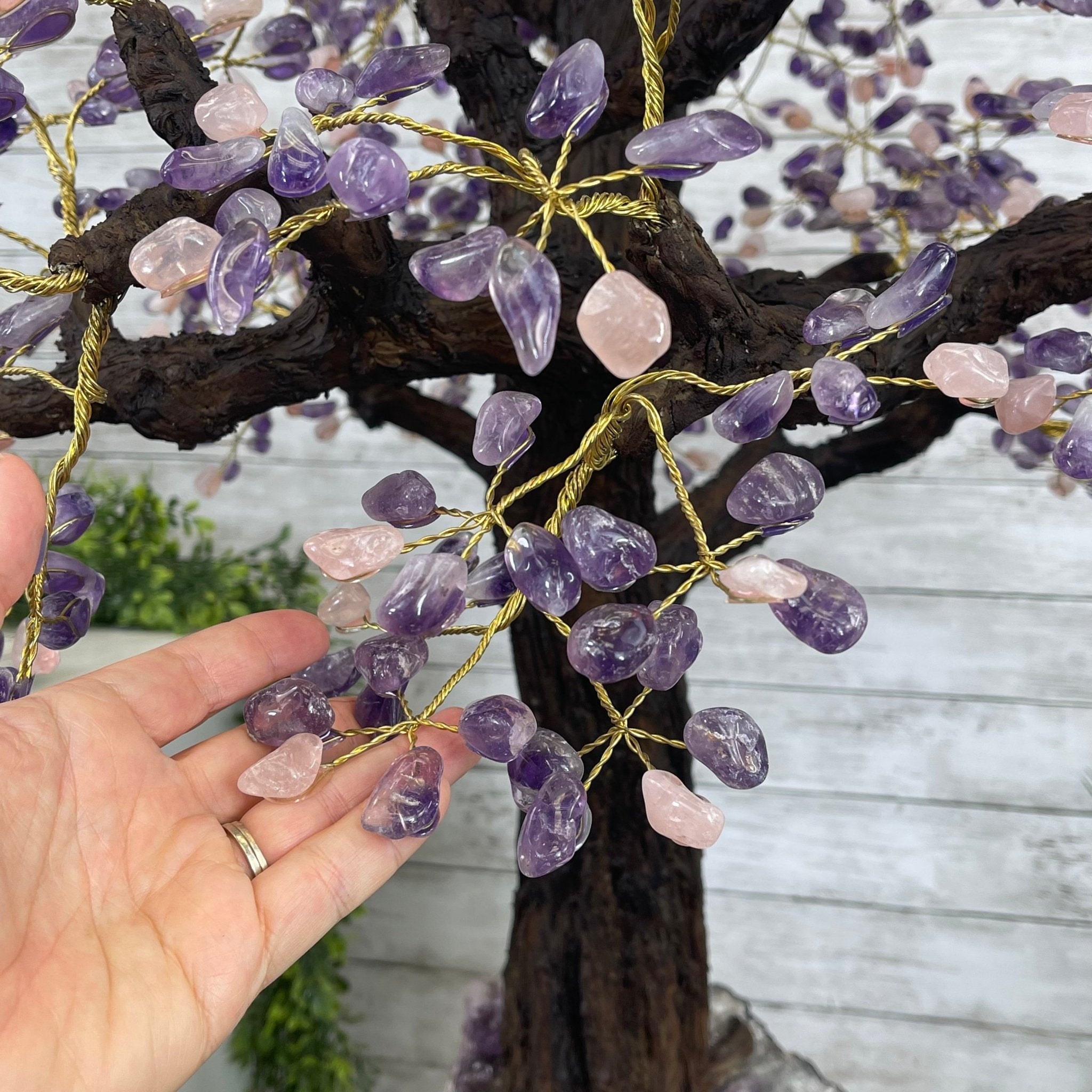 43" Tall Special Amethyst & Rose Quartz Gemstone Tree w/ Amethyst base, 1140 Gems, Handmade Model #5440AMRQ-001 by Brazil Gems - Brazil GemsBrazil Gems43" Tall Special Amethyst & Rose Quartz Gemstone Tree w/ Amethyst base, 1140 Gems, Handmade Model #5440AMRQ-001 by Brazil GemsGemstone Trees5440AMRQ-001