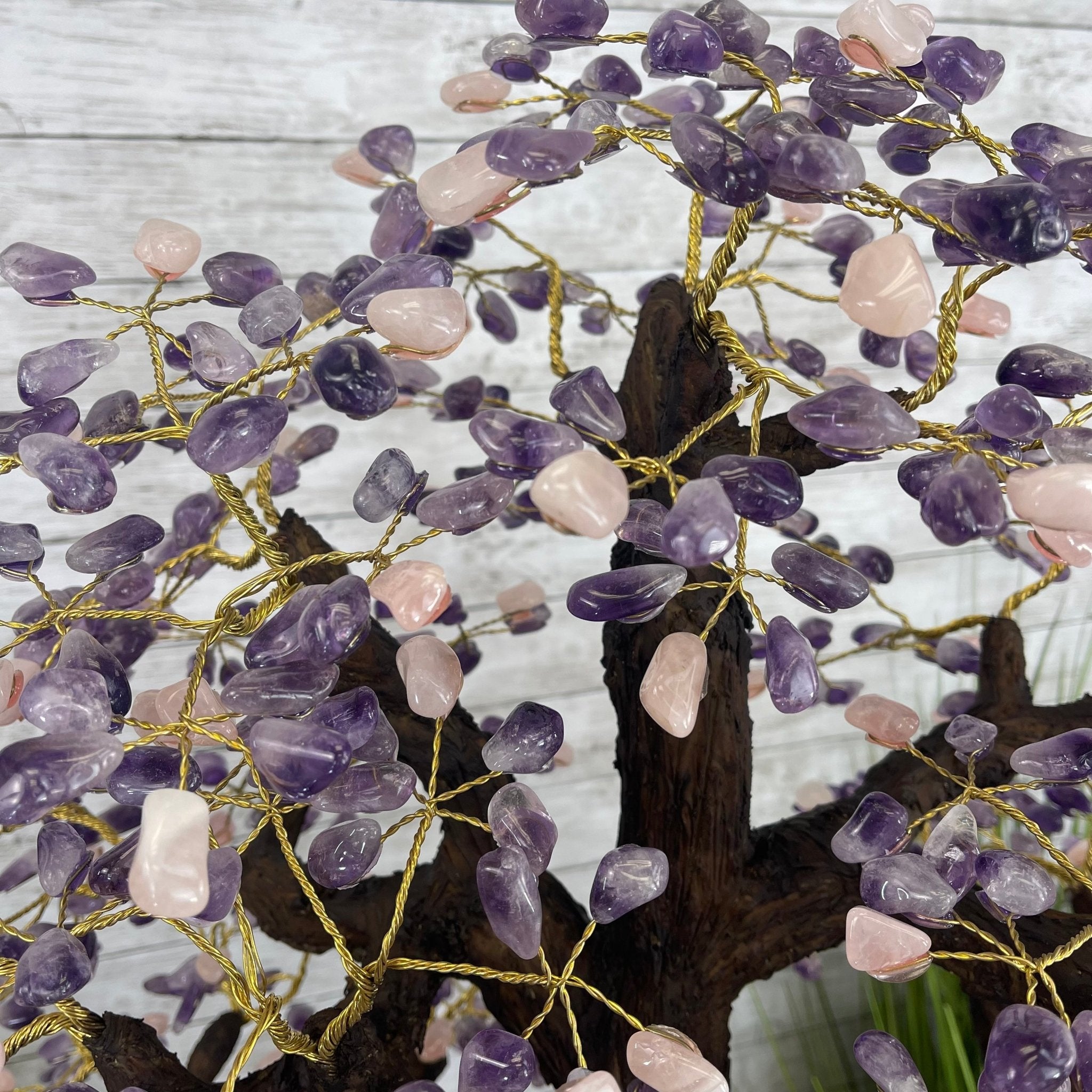 43" Tall Special Amethyst & Rose Quartz Gemstone Tree w/ Amethyst base, 1140 Gems, Handmade Model #5440AMRQ-001 by Brazil Gems - Brazil GemsBrazil Gems43" Tall Special Amethyst & Rose Quartz Gemstone Tree w/ Amethyst base, 1140 Gems, Handmade Model #5440AMRQ-001 by Brazil GemsGemstone Trees5440AMRQ-001