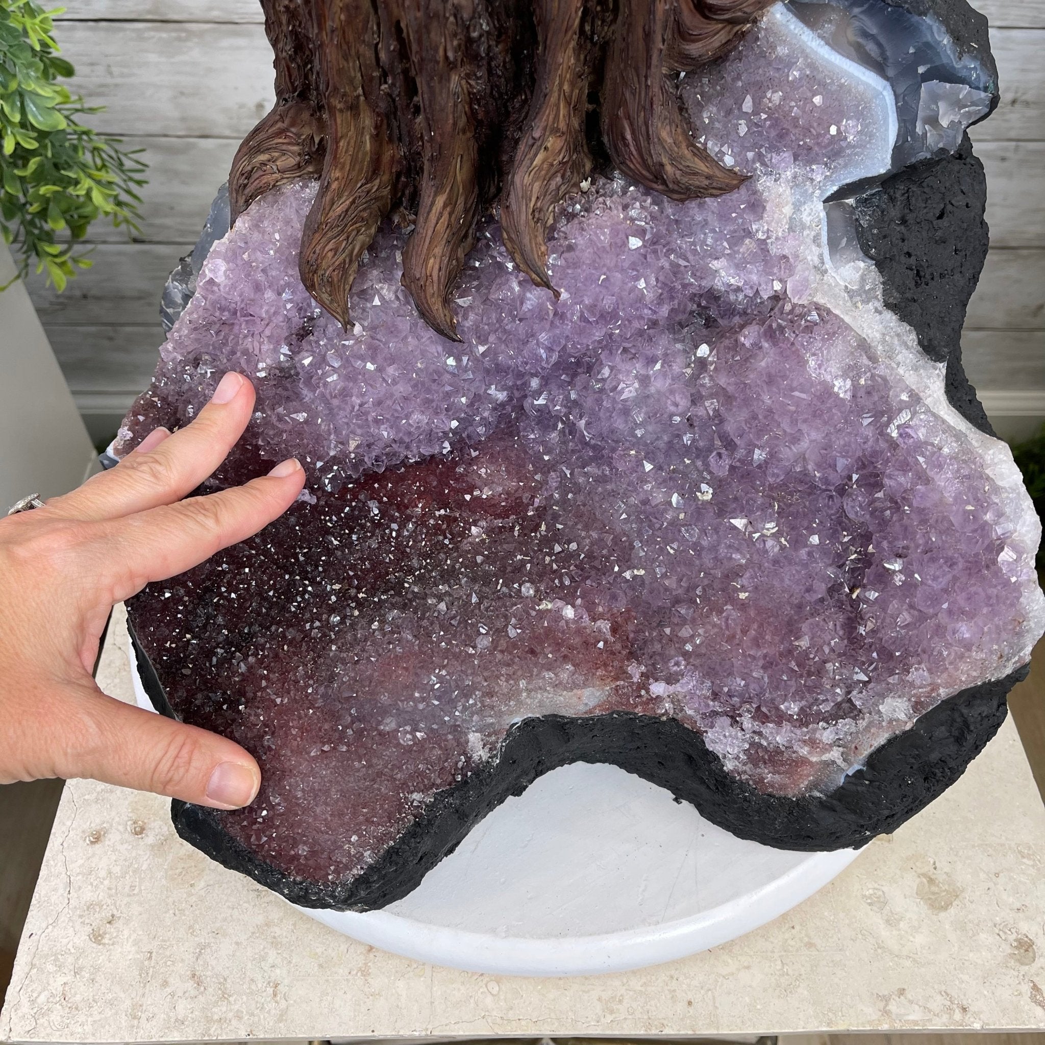 43" Tall Special Rose Quartz Gemstone Tree w/ Amethyst base, 1380 Gems, Handmade #5442RQ-001 by Brazil Gems - Brazil GemsBrazil Gems43" Tall Special Rose Quartz Gemstone Tree w/ Amethyst base, 1380 Gems, Handmade #5442RQ-001 by Brazil GemsGemstone Trees5442RQ-001