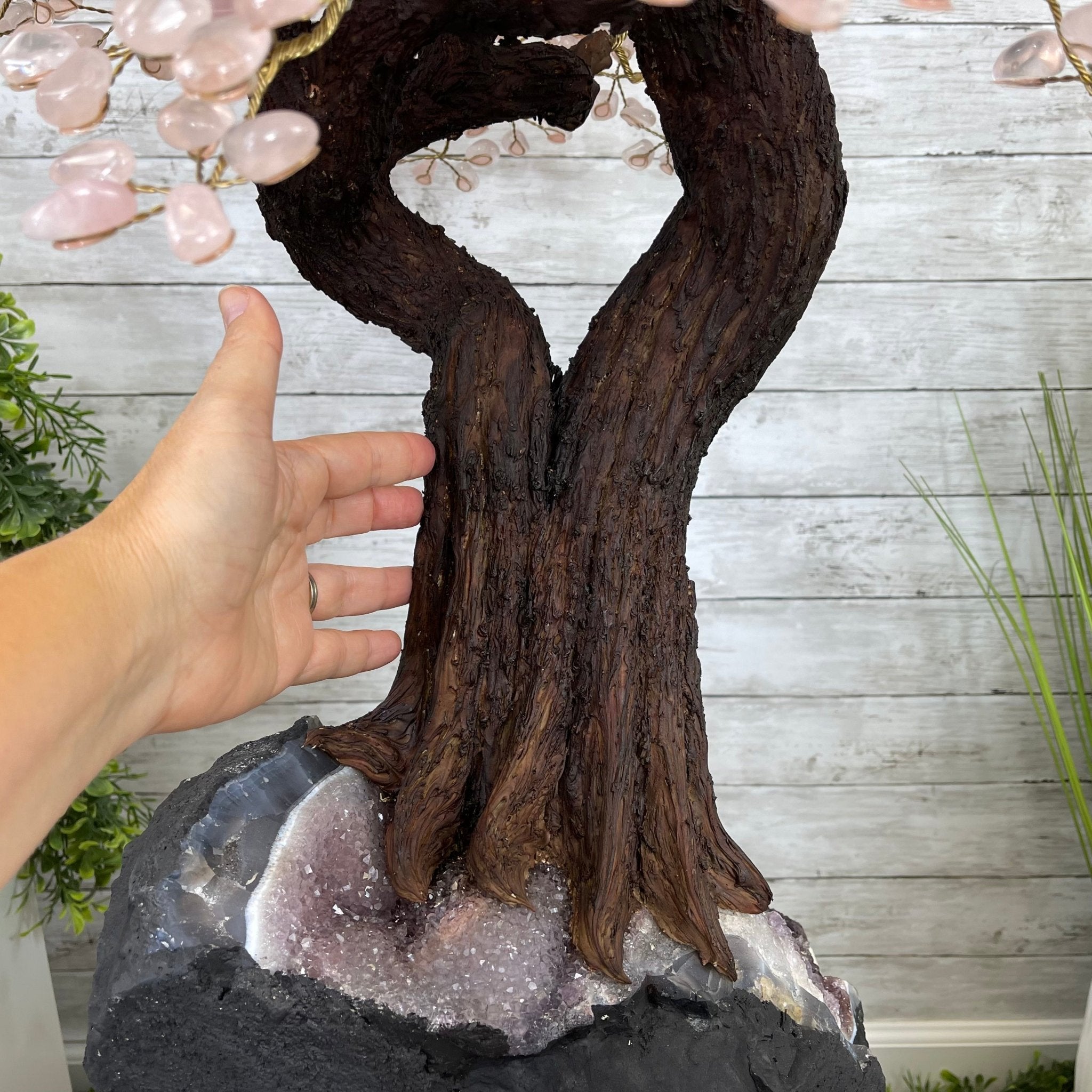 43" Tall Special Rose Quartz Gemstone Tree w/ Amethyst base, 1380 Gems, Handmade #5442RQ-001 by Brazil Gems - Brazil GemsBrazil Gems43" Tall Special Rose Quartz Gemstone Tree w/ Amethyst base, 1380 Gems, Handmade #5442RQ-001 by Brazil GemsGemstone Trees5442RQ-001