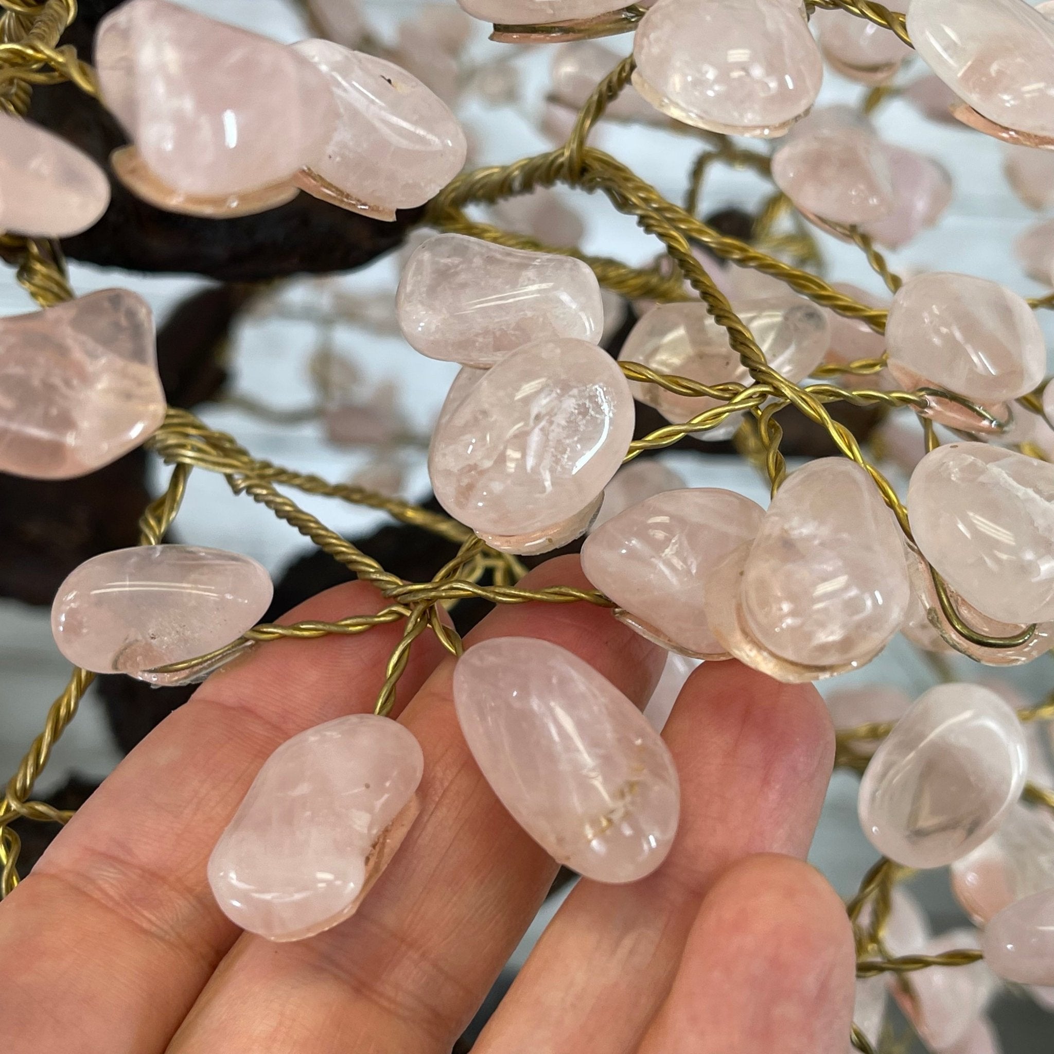 43" Tall Special Rose Quartz Gemstone Tree w/ Amethyst base, 1380 Gems, Handmade #5442RQ-001 by Brazil Gems - Brazil GemsBrazil Gems43" Tall Special Rose Quartz Gemstone Tree w/ Amethyst base, 1380 Gems, Handmade #5442RQ-001 by Brazil GemsGemstone Trees5442RQ-001