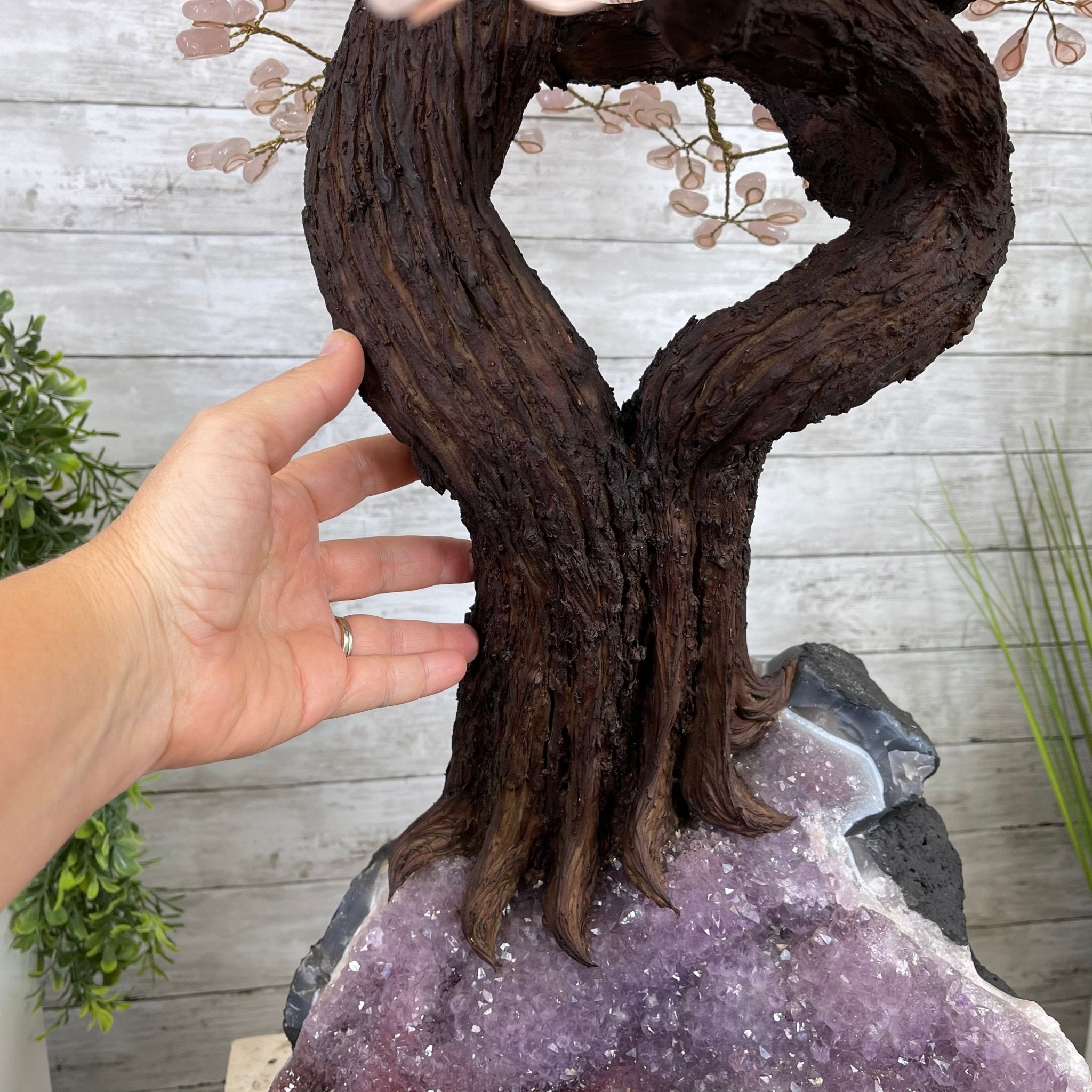 43" Tall Special Rose Quartz Gemstone Tree w/ Amethyst base, 1380 Gems, Handmade #5442RQ-001 by Brazil Gems - Brazil GemsBrazil Gems43" Tall Special Rose Quartz Gemstone Tree w/ Amethyst base, 1380 Gems, Handmade #5442RQ-001 by Brazil GemsGemstone Trees5442RQ-001