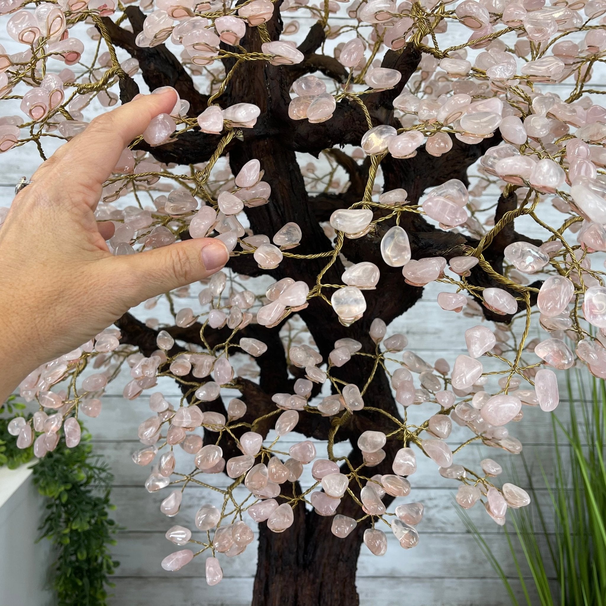 43" Tall Special Rose Quartz Gemstone Tree w/ Amethyst base, 1380 Gems, Handmade #5442RQ-001 by Brazil Gems - Brazil GemsBrazil Gems43" Tall Special Rose Quartz Gemstone Tree w/ Amethyst base, 1380 Gems, Handmade #5442RQ-001 by Brazil GemsGemstone Trees5442RQ-001