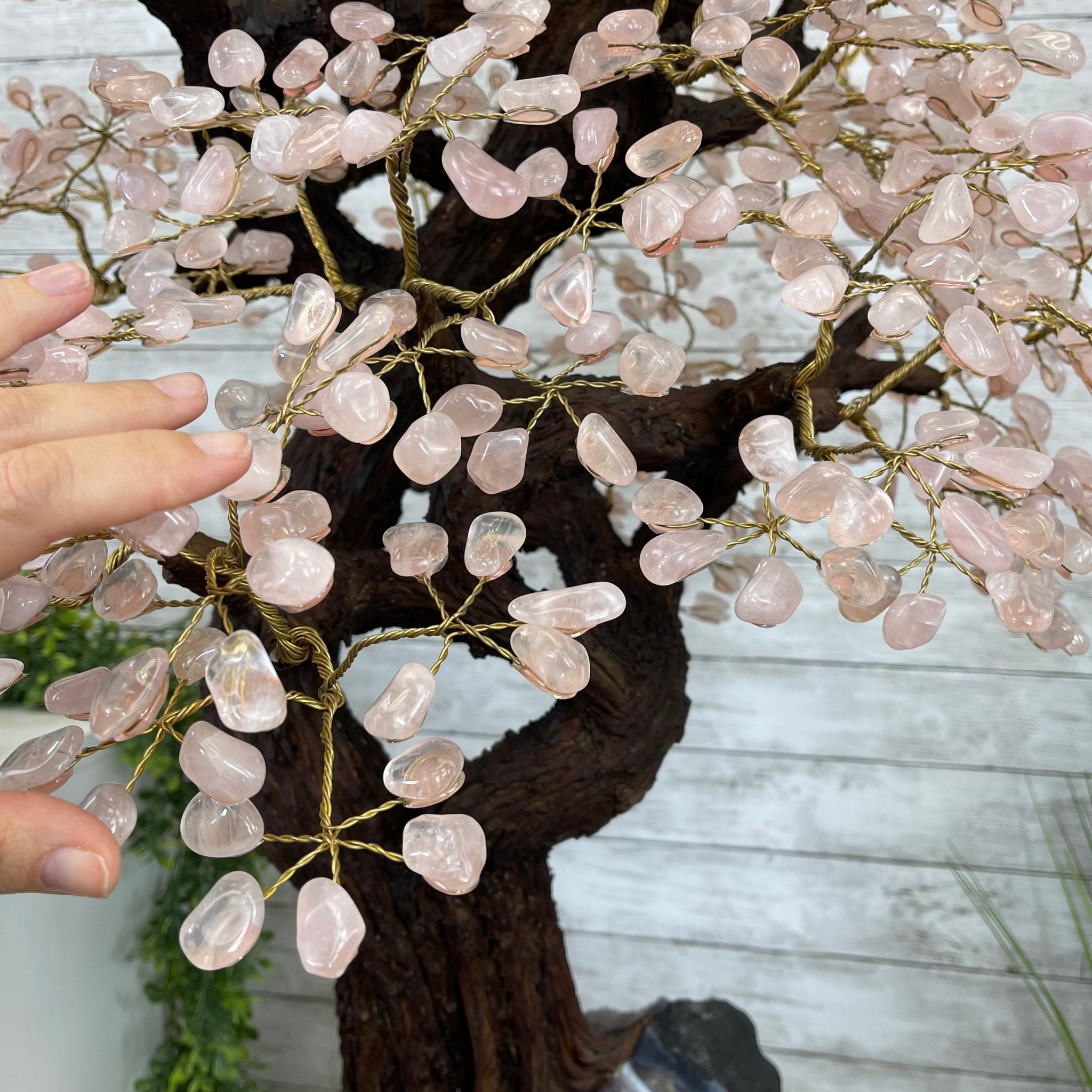 43" Tall Special Rose Quartz Gemstone Tree w/ Amethyst base, 1380 Gems, Handmade #5442RQ-001 by Brazil Gems - Brazil GemsBrazil Gems43" Tall Special Rose Quartz Gemstone Tree w/ Amethyst base, 1380 Gems, Handmade #5442RQ-001 by Brazil GemsGemstone Trees5442RQ-001