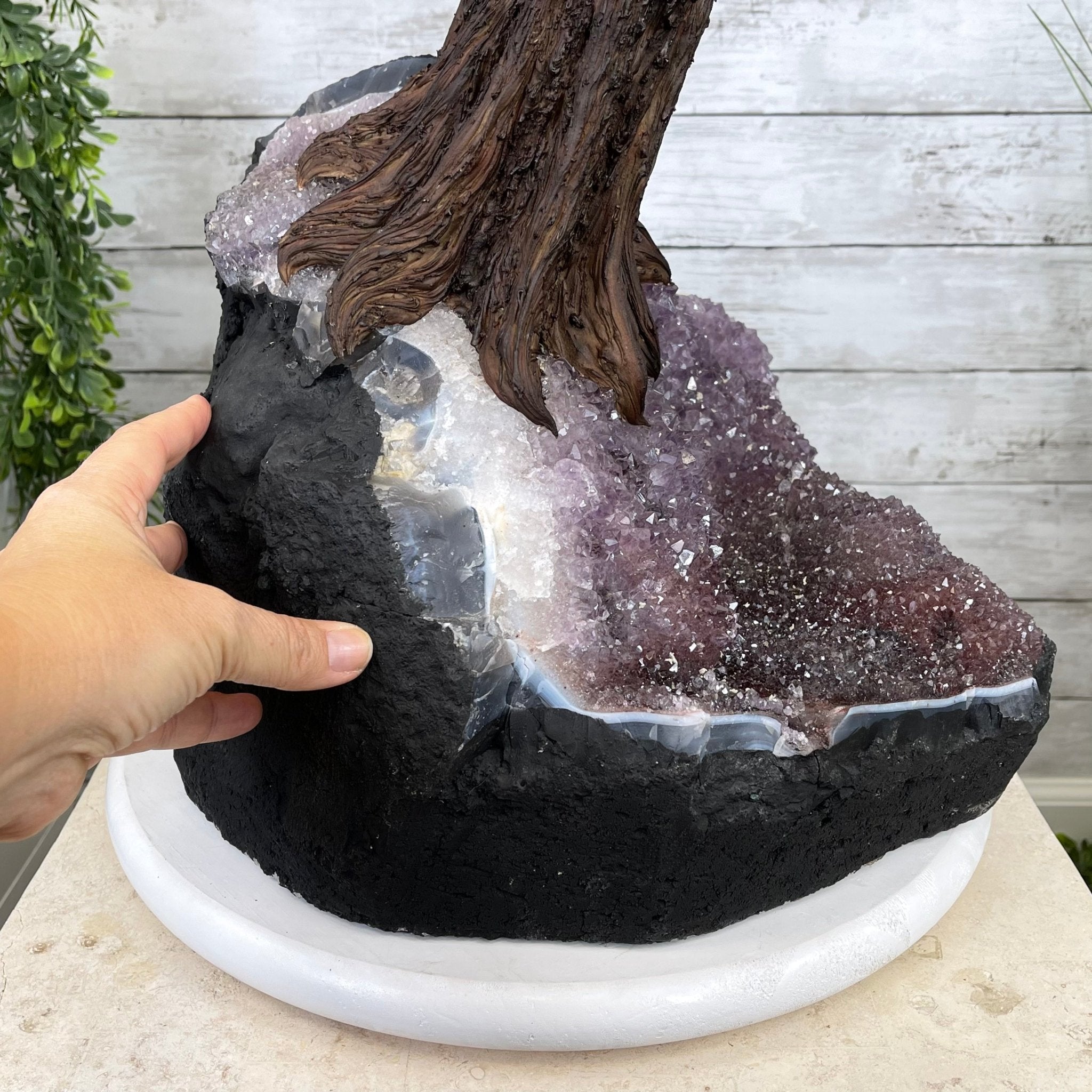 43" Tall Special Rose Quartz Gemstone Tree w/ Amethyst base, 1380 Gems, Handmade #5442RQ-001 by Brazil Gems - Brazil GemsBrazil Gems43" Tall Special Rose Quartz Gemstone Tree w/ Amethyst base, 1380 Gems, Handmade #5442RQ-001 by Brazil GemsGemstone Trees5442RQ-001