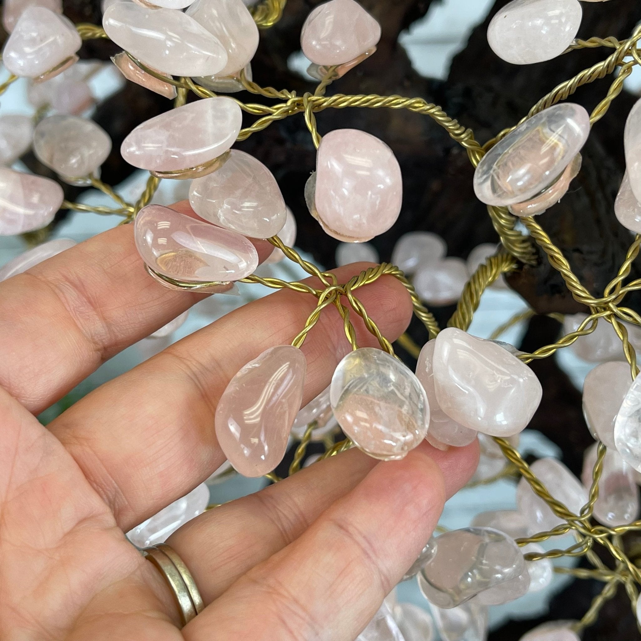 43" Tall Special Rose Quartz Gemstone Tree w/ Amethyst base, 1380 Gems, Handmade #5442RQ-001 by Brazil Gems - Brazil GemsBrazil Gems43" Tall Special Rose Quartz Gemstone Tree w/ Amethyst base, 1380 Gems, Handmade #5442RQ-001 by Brazil GemsGemstone Trees5442RQ-001