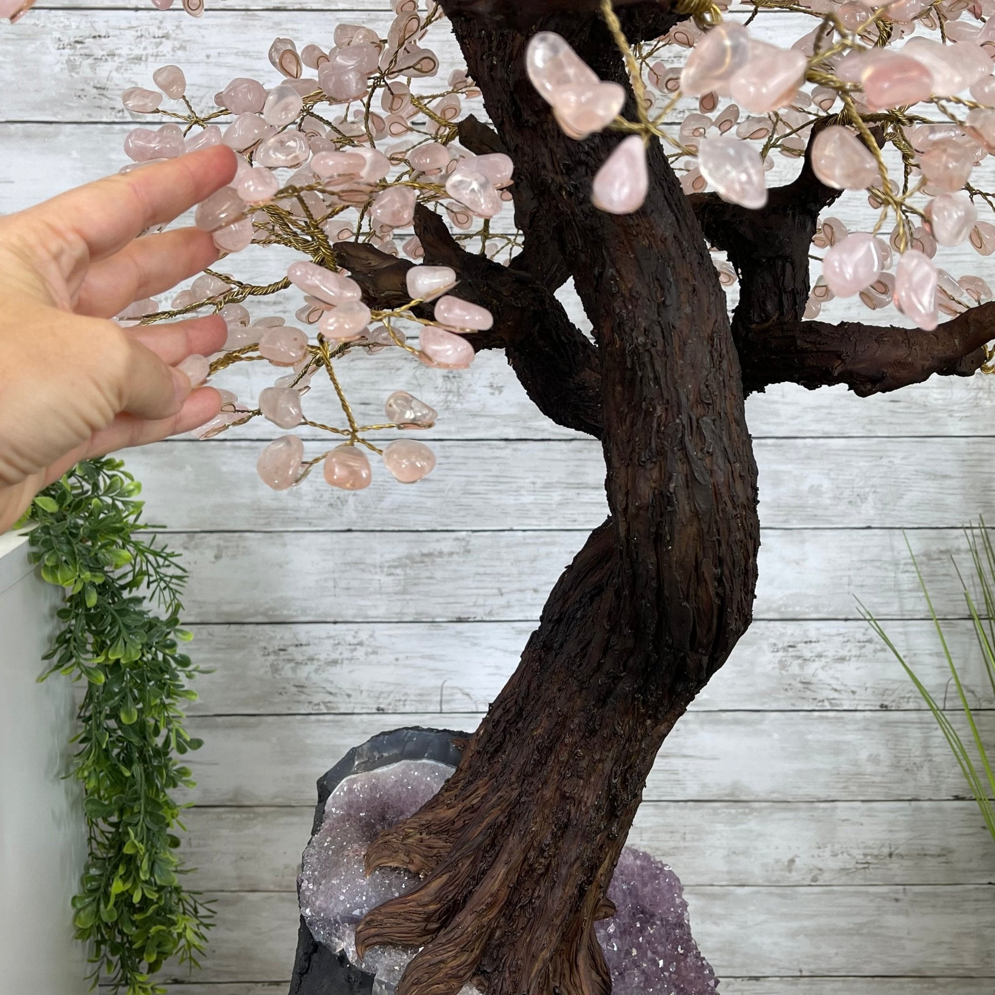 43" Tall Special Rose Quartz Gemstone Tree w/ Amethyst base, 1380 Gems, Handmade #5442RQ-001 by Brazil Gems - Brazil GemsBrazil Gems43" Tall Special Rose Quartz Gemstone Tree w/ Amethyst base, 1380 Gems, Handmade #5442RQ-001 by Brazil GemsGemstone Trees5442RQ-001