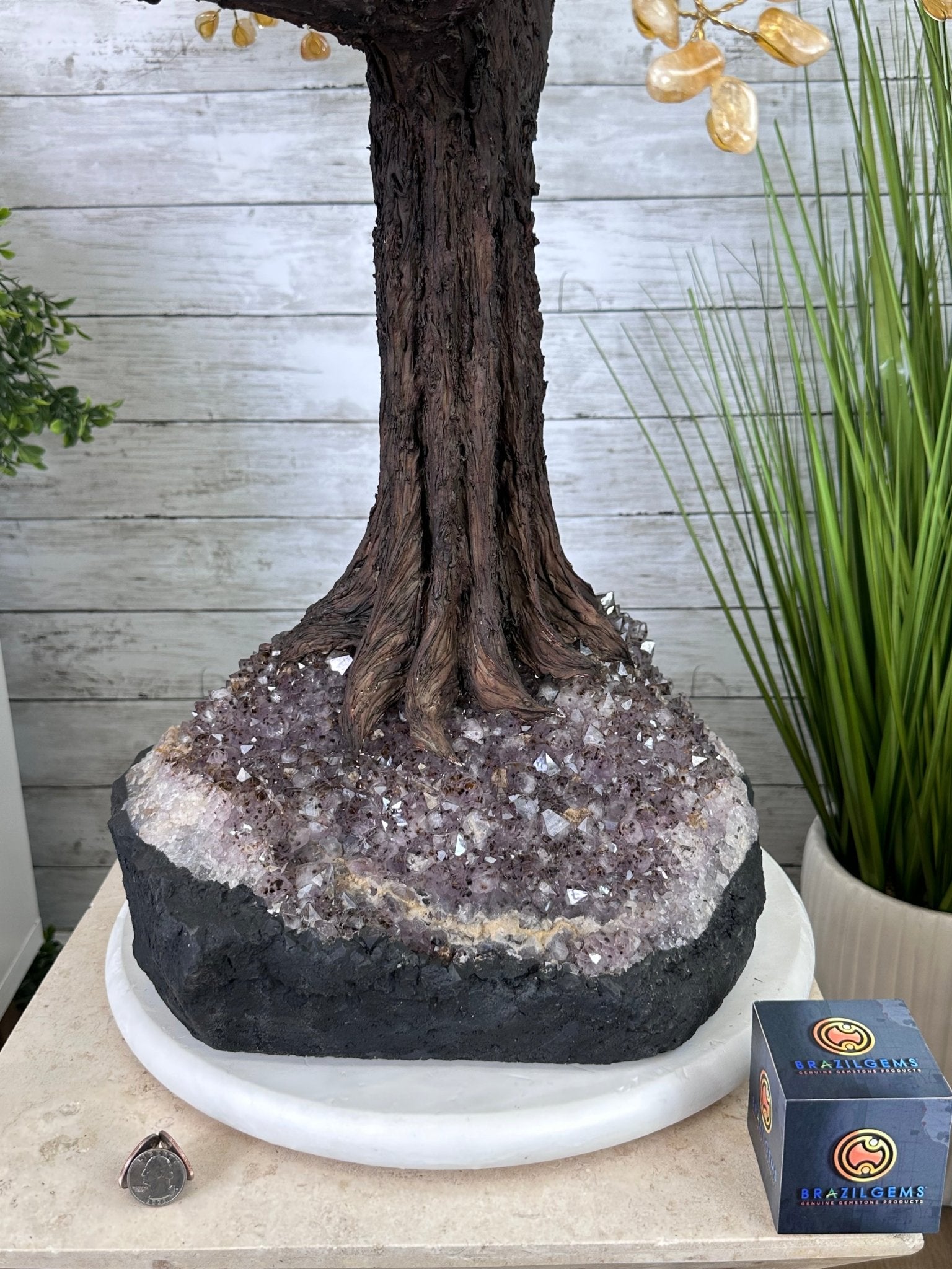 45" Tall Special Citrine Gemstone Tree w/ Amethyst base, 1320 Gems, Handmade, 89.6 lbs #5441CI-001 by Brazil Gems - Brazil GemsBrazil Gems45" Tall Special Citrine Gemstone Tree w/ Amethyst base, 1320 Gems, Handmade, 89.6 lbs #5441CI-001 by Brazil GemsGemstone Trees5441CI-001