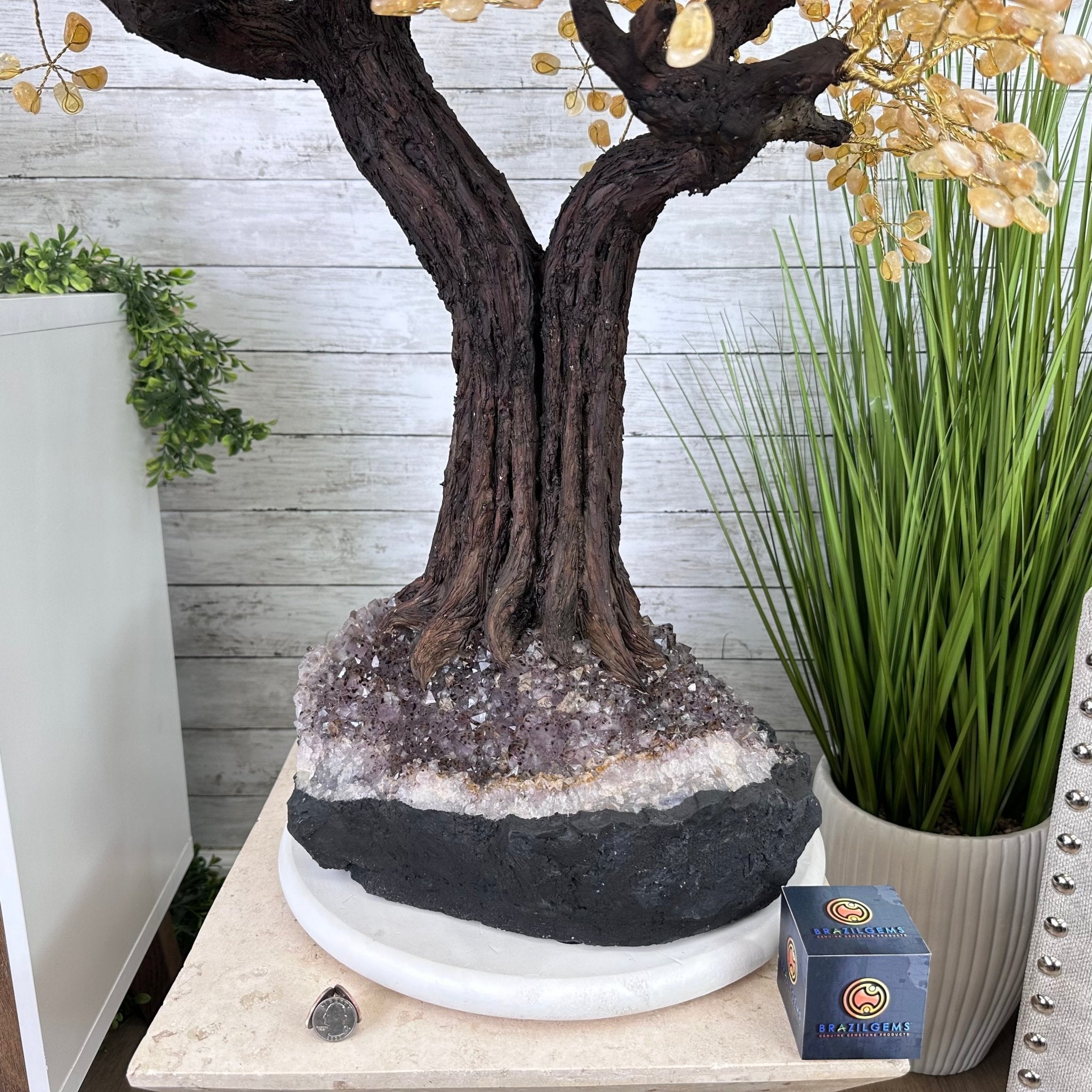 45" Tall Special Citrine Gemstone Tree w/ Amethyst base, 1320 Gems, Handmade, 89.6 lbs #5441CI-001 by Brazil Gems - Brazil GemsBrazil Gems45" Tall Special Citrine Gemstone Tree w/ Amethyst base, 1320 Gems, Handmade, 89.6 lbs #5441CI-001 by Brazil GemsGemstone Trees5441CI-001