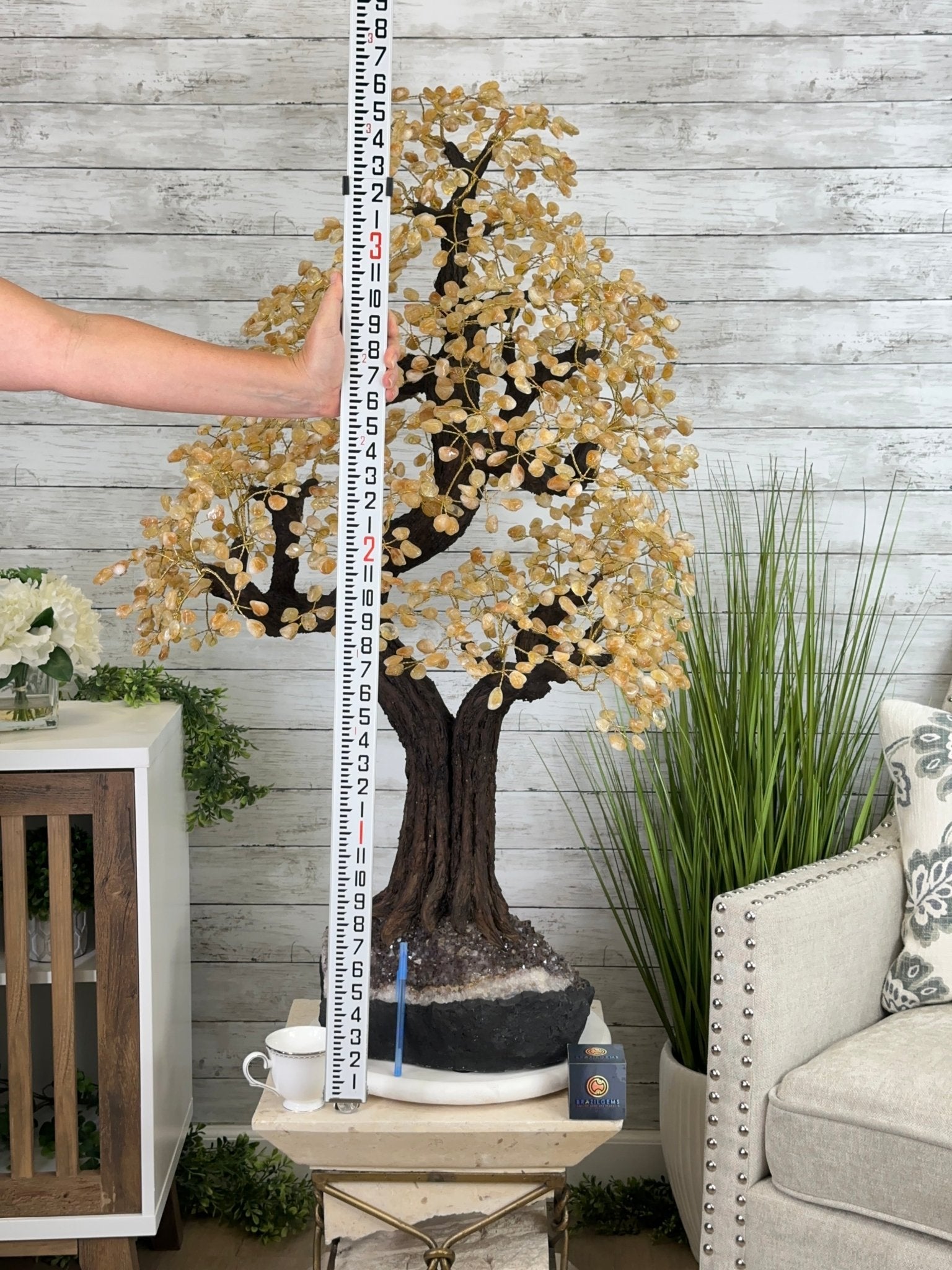 45" Tall Special Citrine Gemstone Tree w/ Amethyst base, 1320 Gems, Handmade, 89.6 lbs #5441CI-001 by Brazil Gems - Brazil GemsBrazil Gems45" Tall Special Citrine Gemstone Tree w/ Amethyst base, 1320 Gems, Handmade, 89.6 lbs #5441CI-001 by Brazil GemsGemstone Trees5441CI-001