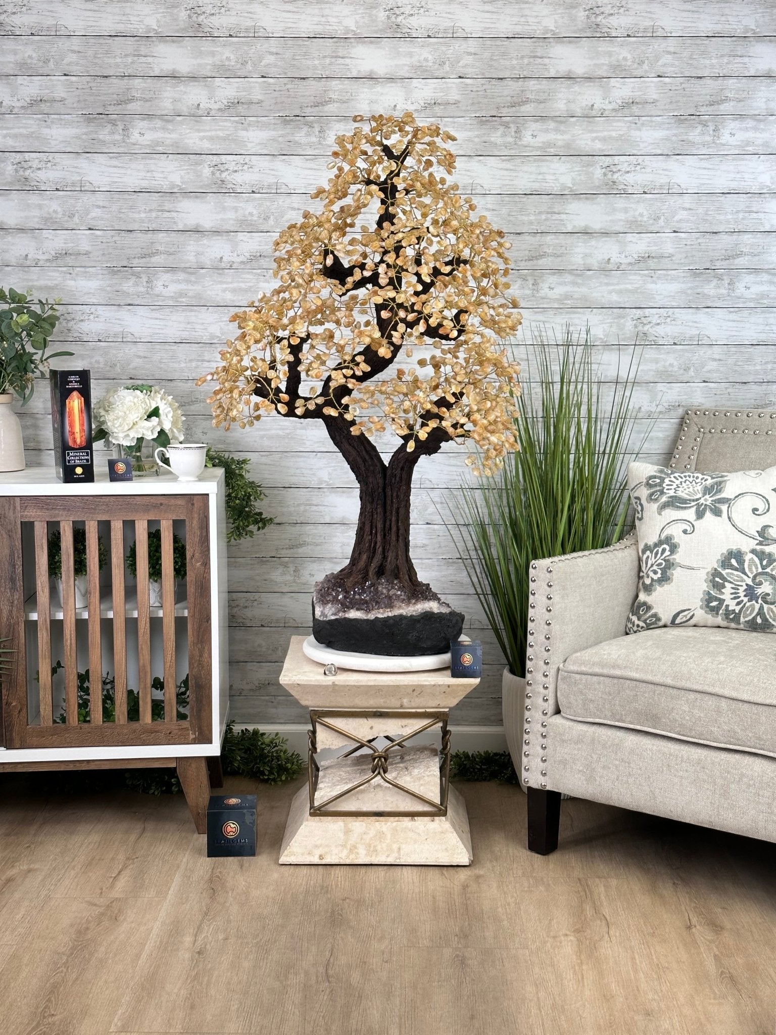 45" Tall Special Citrine Gemstone Tree w/ Amethyst base, 1320 Gems, Handmade, 89.6 lbs #5441CI-001 by Brazil Gems - Brazil GemsBrazil Gems45" Tall Special Citrine Gemstone Tree w/ Amethyst base, 1320 Gems, Handmade, 89.6 lbs #5441CI-001 by Brazil GemsGemstone Trees5441CI-001