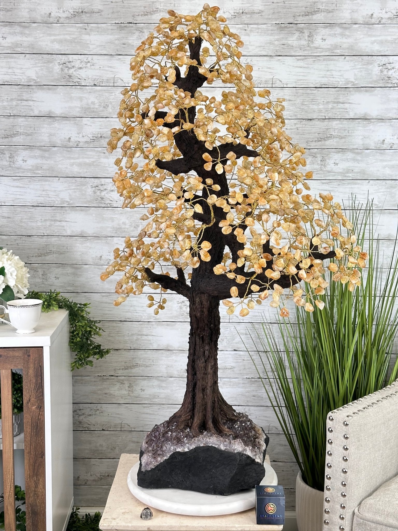 45" Tall Special Citrine Gemstone Tree w/ Amethyst base, 1320 Gems, Handmade, 89.6 lbs #5441CI-001 by Brazil Gems - Brazil GemsBrazil Gems45" Tall Special Citrine Gemstone Tree w/ Amethyst base, 1320 Gems, Handmade, 89.6 lbs #5441CI-001 by Brazil GemsGemstone Trees5441CI-001