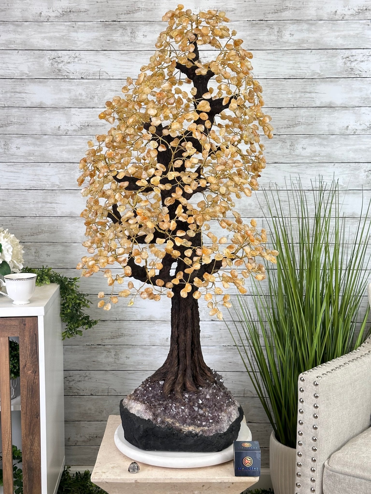 45" Tall Special Citrine Gemstone Tree w/ Amethyst base, 1320 Gems, Handmade, 89.6 lbs #5441CI-001 by Brazil Gems - Brazil GemsBrazil Gems45" Tall Special Citrine Gemstone Tree w/ Amethyst base, 1320 Gems, Handmade, 89.6 lbs #5441CI-001 by Brazil GemsGemstone Trees5441CI-001