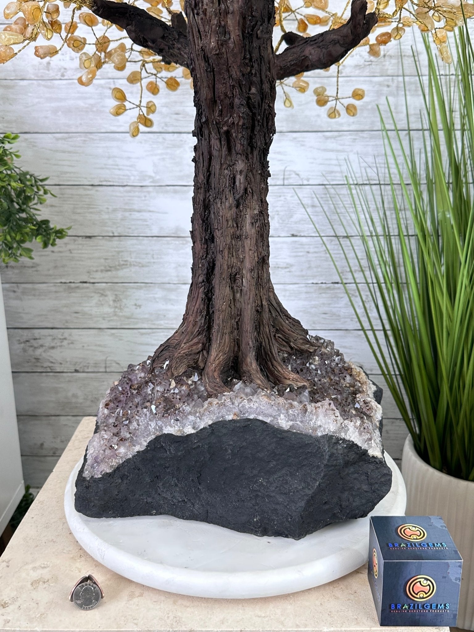 45" Tall Special Citrine Gemstone Tree w/ Amethyst base, 1320 Gems, Handmade, 89.6 lbs #5441CI-001 by Brazil Gems - Brazil GemsBrazil Gems45" Tall Special Citrine Gemstone Tree w/ Amethyst base, 1320 Gems, Handmade, 89.6 lbs #5441CI-001 by Brazil GemsGemstone Trees5441CI-001