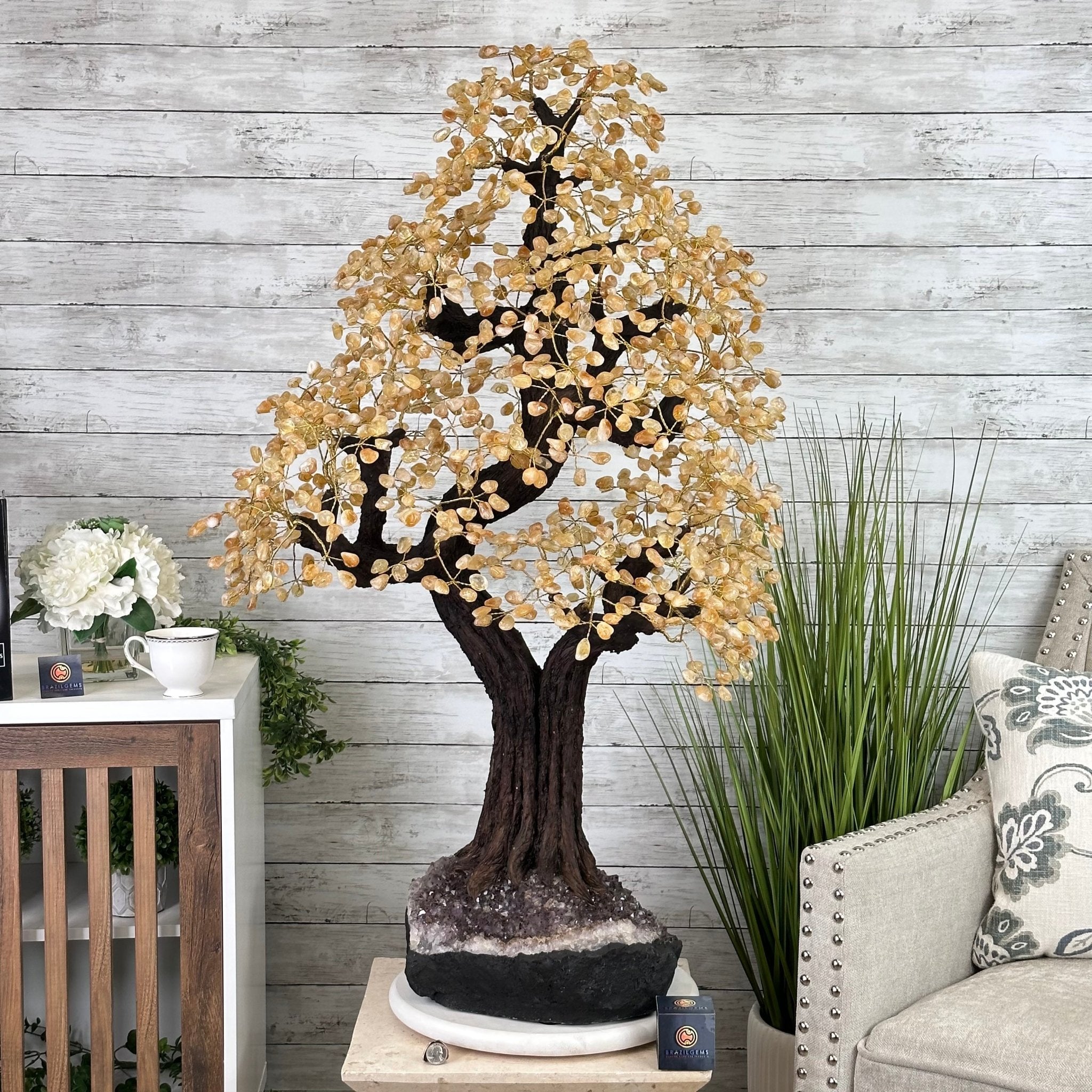 45" Tall Special Citrine Gemstone Tree w/ Amethyst base, 1320 Gems, Handmade, 89.6 lbs #5441CI-001 by Brazil Gems - Brazil GemsBrazil Gems45" Tall Special Citrine Gemstone Tree w/ Amethyst base, 1320 Gems, Handmade, 89.6 lbs #5441CI-001 by Brazil GemsGemstone Trees5441CI-001