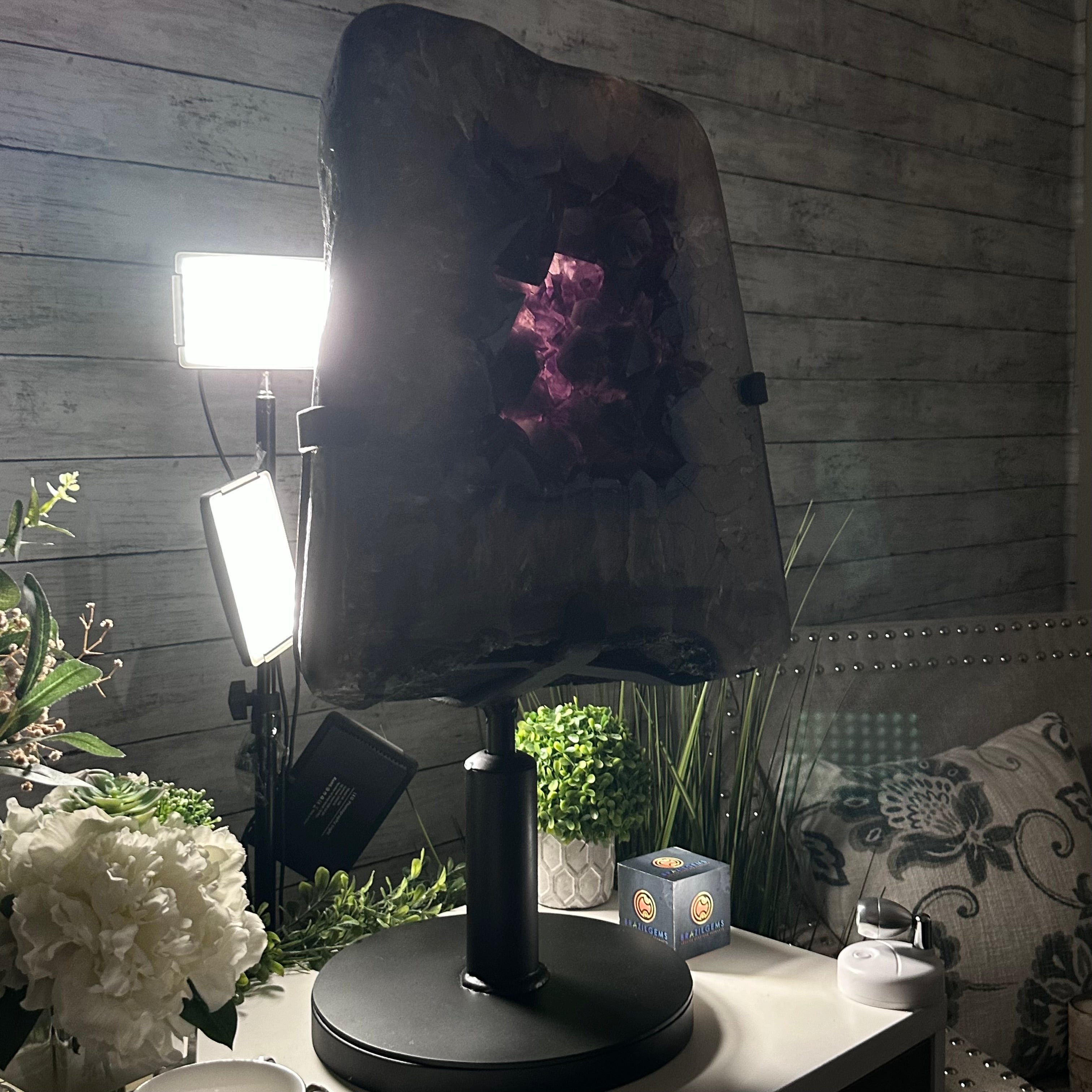Super Quality Amethyst Cluster on Rotating Stand, 101.8 lbs & 26" Tall #5492 - 0032 - Brazil GemsBrazil GemsSuper Quality Amethyst Cluster on Rotating Stand, 101.8 lbs & 26" Tall #5492 - 0032Clusters on Rotating Bases5492 - 0032