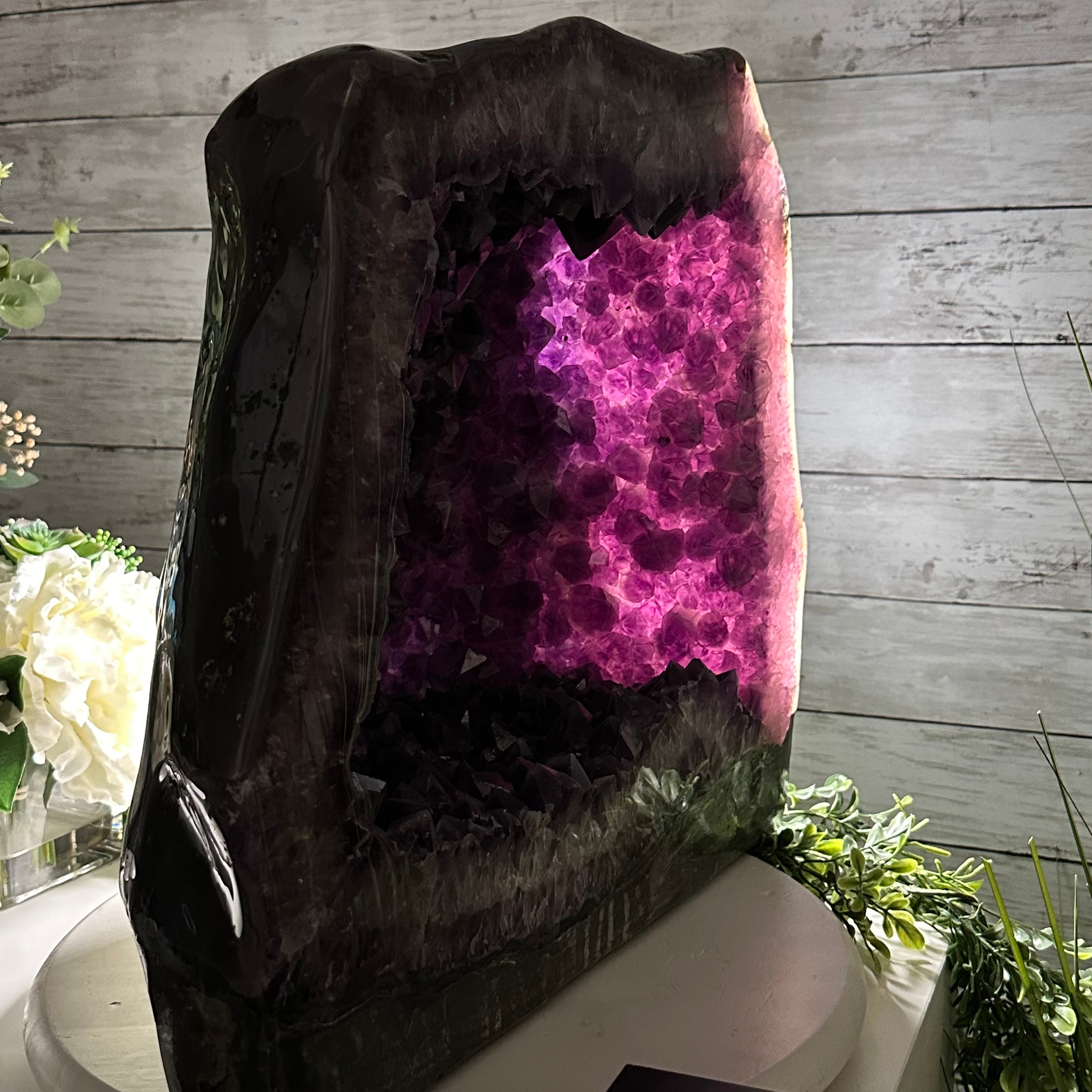 Extra Quality Polished Brazilian Amethyst Cathedral, 82.8 lbs & 15.9" tall Model #5602-0197 by Brazil Gems - Brazil GemsBrazil GemsExtra Quality Polished Brazilian Amethyst Cathedral, 82.8 lbs & 15.9" tall Model #5602-0197 by Brazil GemsPolished Cathedrals5602-0197