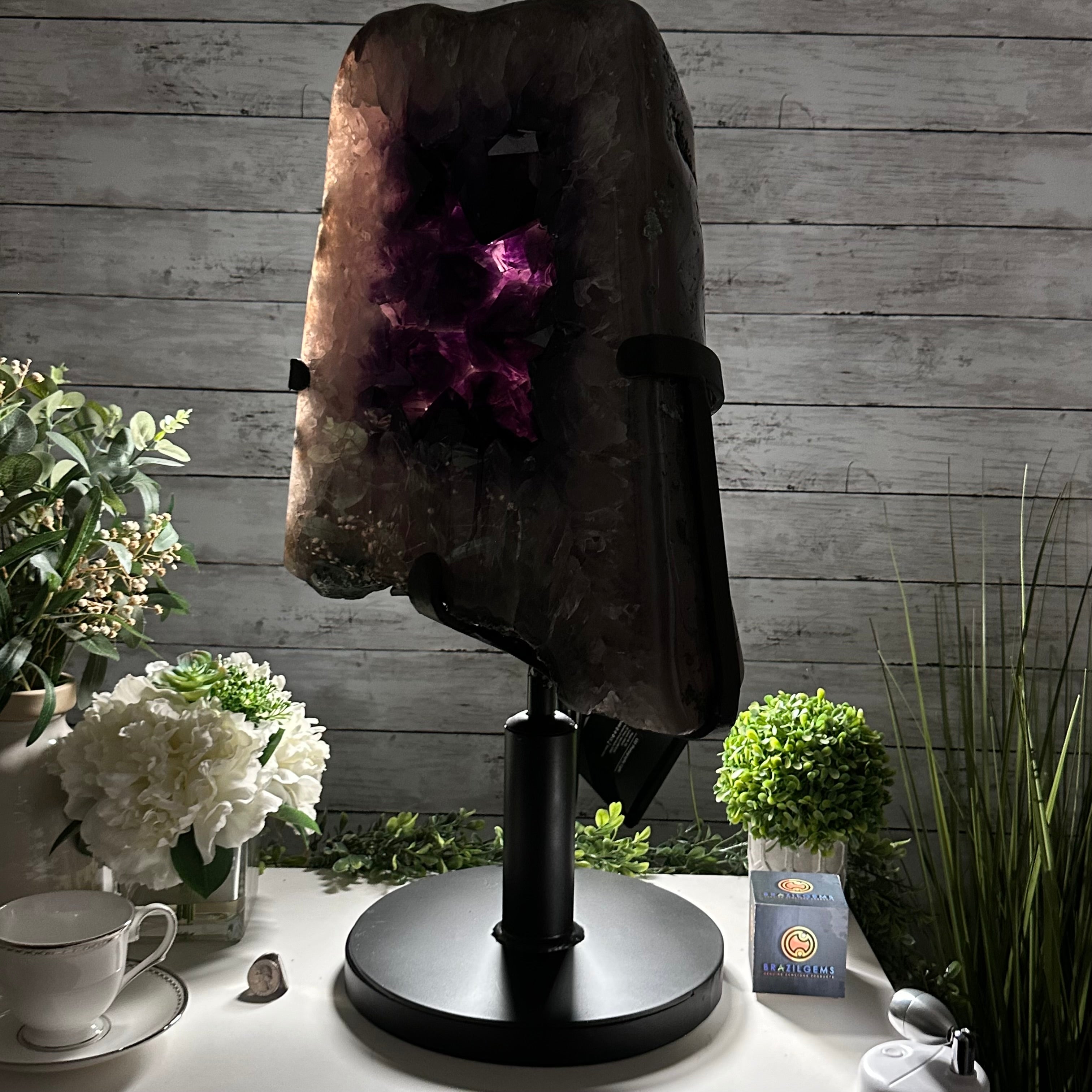 Super Quality Amethyst Cluster on Rotating Stand, 101.8 lbs & 26" Tall #5492 - 0032 - Brazil GemsBrazil GemsSuper Quality Amethyst Cluster on Rotating Stand, 101.8 lbs & 26" Tall #5492 - 0032Clusters on Rotating Bases5492 - 0032