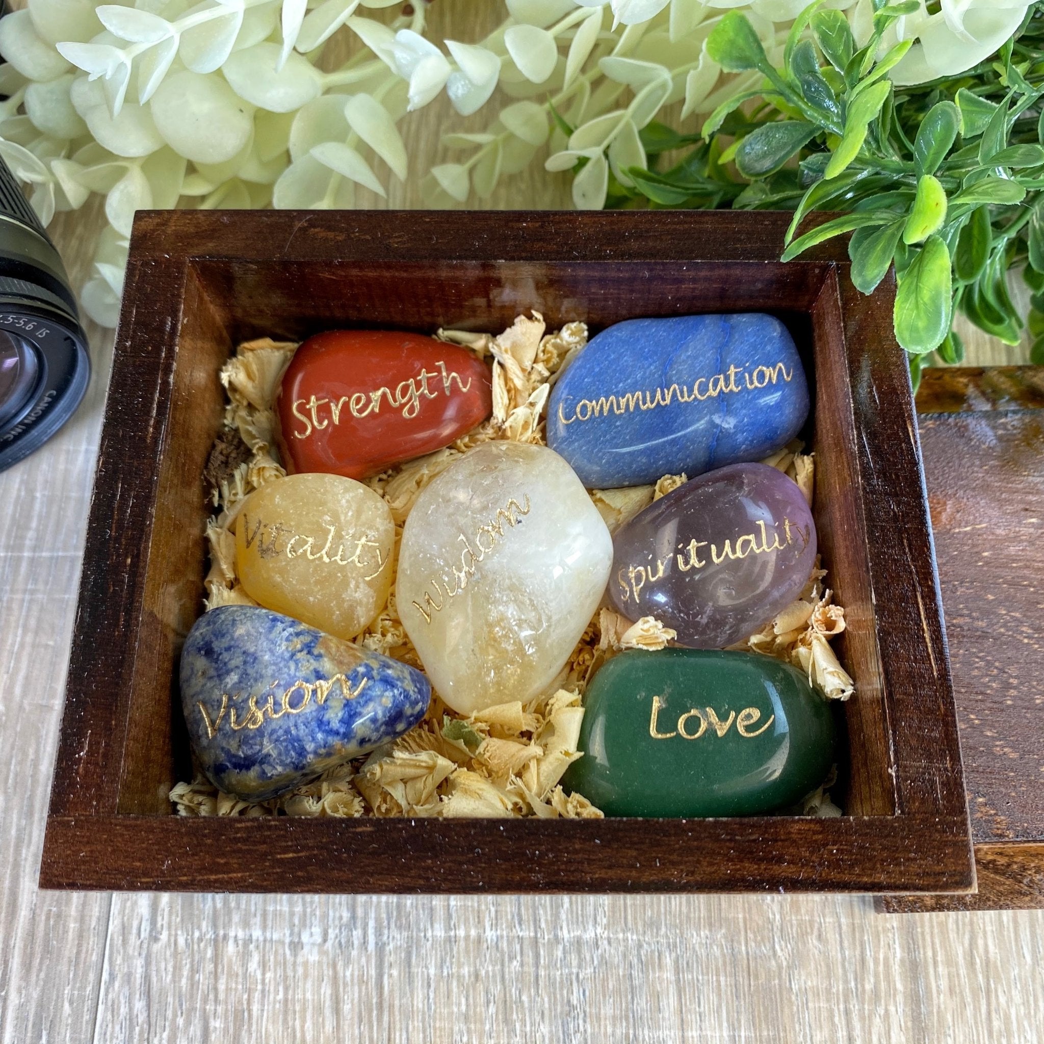 7 Chakra Stones in a Handmade Wooden Box Set, Engraved #5255 by Brazil Gems - Brazil GemsBrazil Gems7 Chakra Stones in a Handmade Wooden Box Set, Engraved #5255 by Brazil GemsChakra Stone Sets5255CHAK