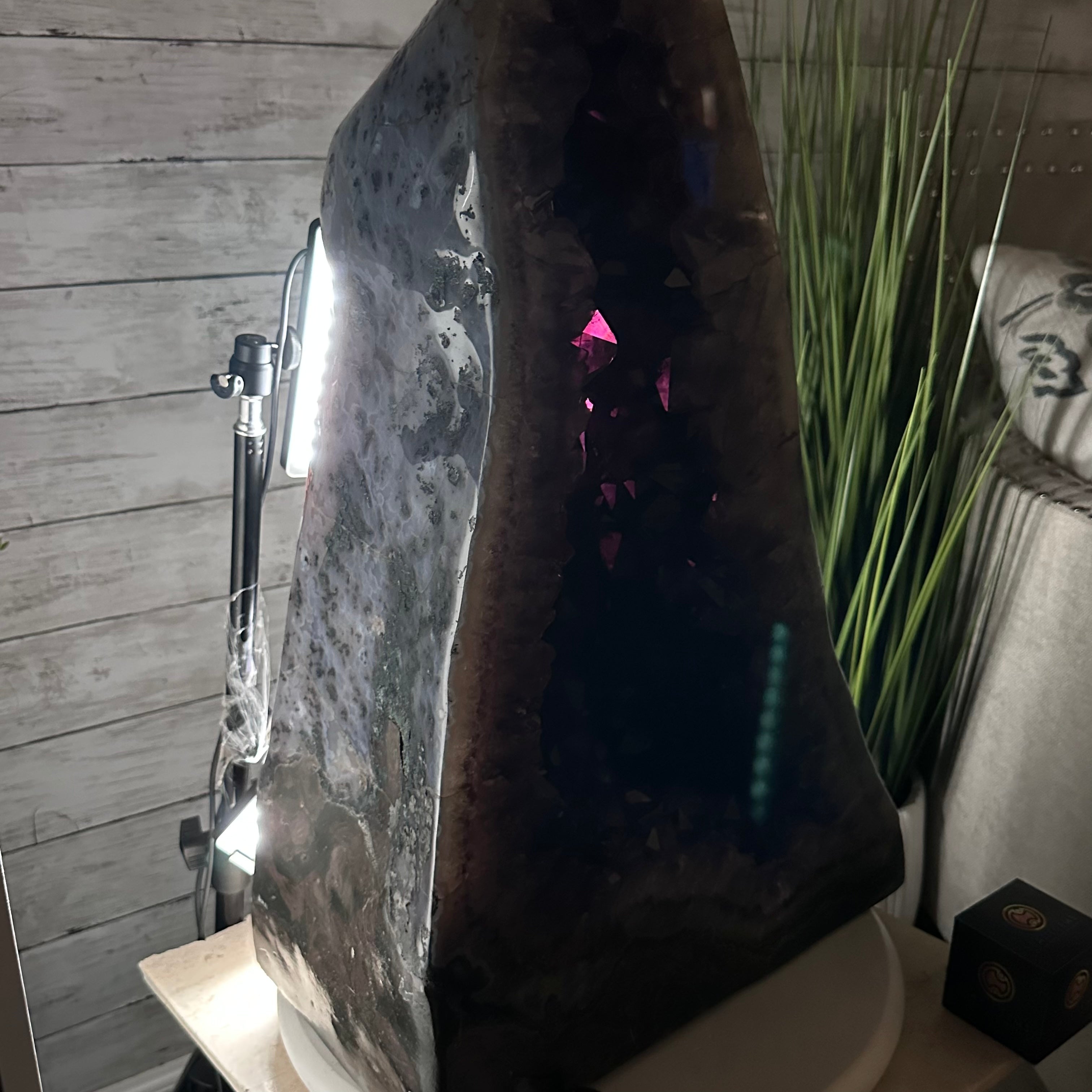 Extra Plus Quality Polished Brazilian Amethyst Cathedral, 103.7 lbs & 23" tall Model #5602-0061 by Brazil Gems - Brazil GemsBrazil GemsExtra Plus Quality Polished Brazilian Amethyst Cathedral, 103.7 lbs & 23" tall Model #5602-0061 by Brazil GemsPolished Cathedrals5602-0061