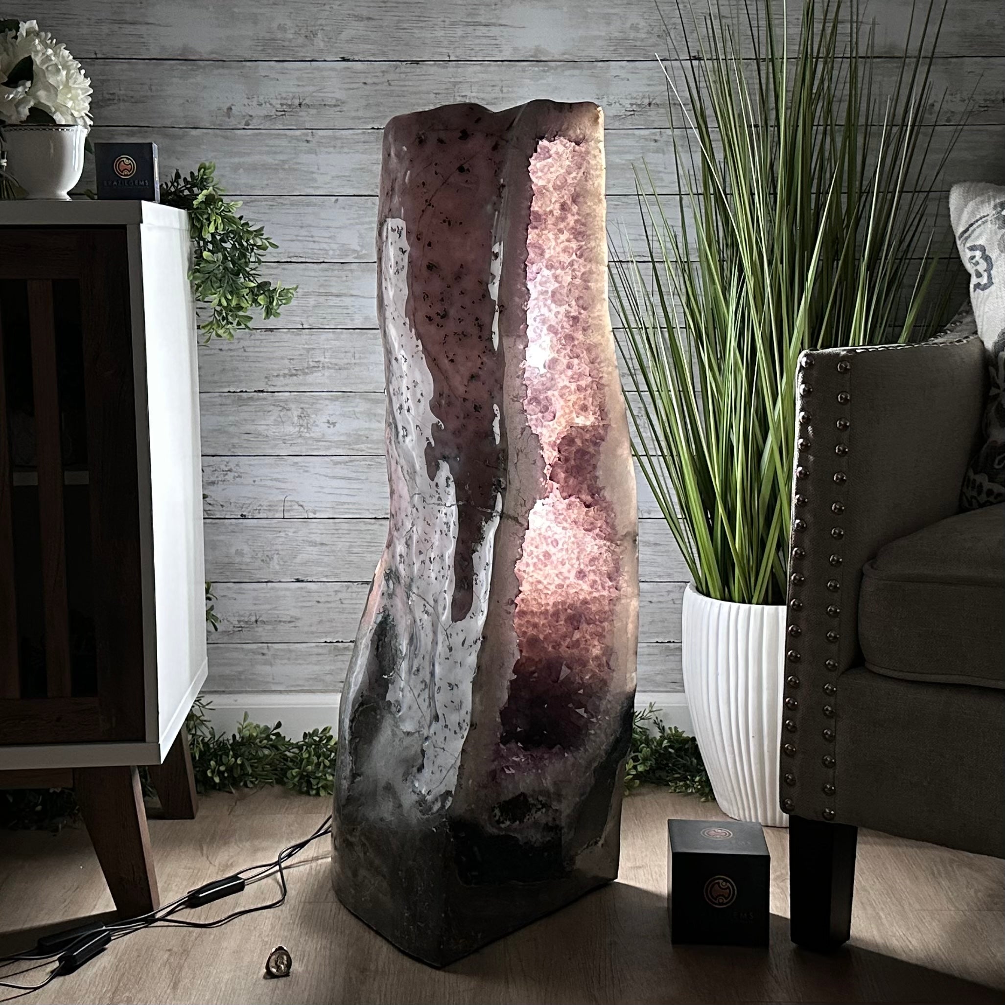 Extra Quality Polished Brazilian Amethyst Cathedral, 150.6 lbs & 35.25" tall Model #5602-0184 by Brazil Gems - Brazil GemsBrazil GemsExtra Quality Polished Brazilian Amethyst Cathedral, 150.6 lbs & 35.25" tall Model #5602-0184 by Brazil GemsPolished Cathedrals5602-0184