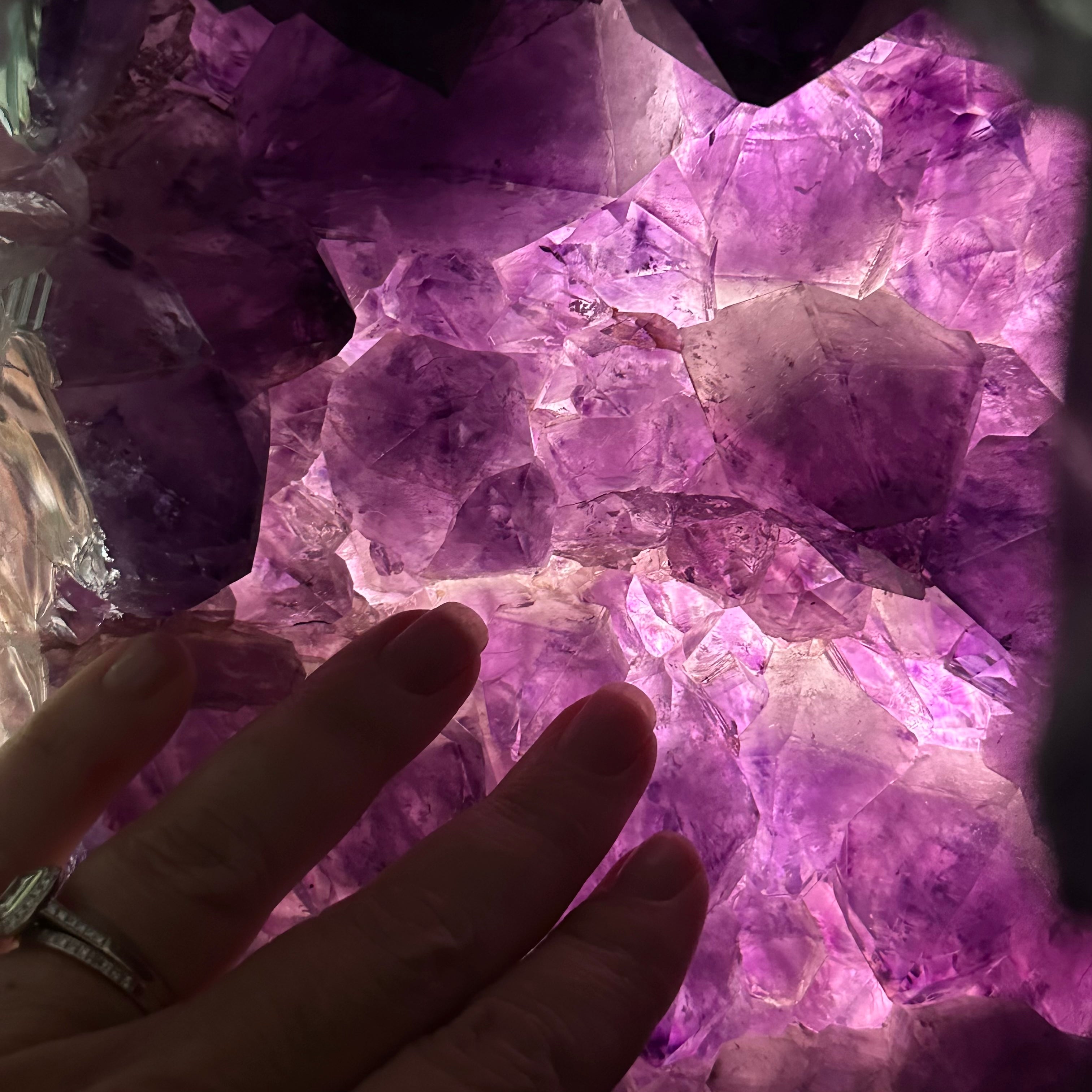 Extra Plus Quality Polished Brazilian Amethyst Cathedral, 85.4 lbs & 16.75" tall Model #5602-0044 by Brazil Gems - Brazil GemsBrazil GemsExtra Plus Quality Polished Brazilian Amethyst Cathedral, 85.4 lbs & 16.75" tall Model #5602-0044 by Brazil GemsPolished Cathedrals5602-0044