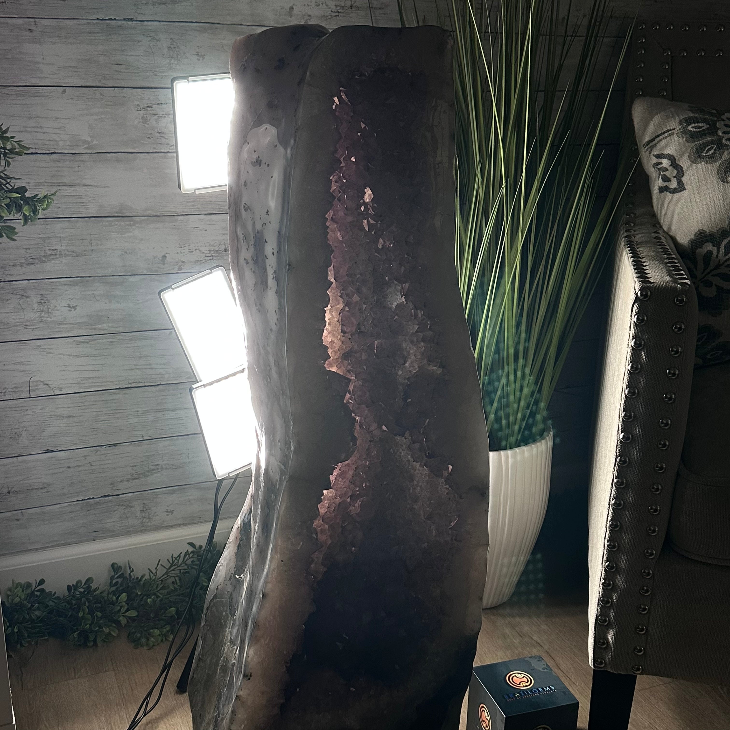 Extra Quality Polished Brazilian Amethyst Cathedral, 150.6 lbs & 35.25" tall Model #5602-0184 by Brazil Gems - Brazil GemsBrazil GemsExtra Quality Polished Brazilian Amethyst Cathedral, 150.6 lbs & 35.25" tall Model #5602-0184 by Brazil GemsPolished Cathedrals5602-0184